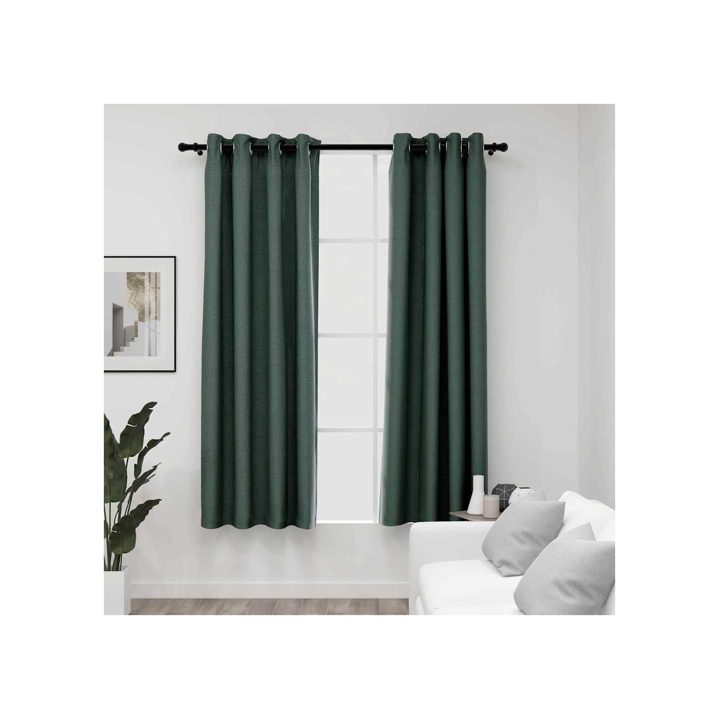 Rideaux occultants Aspect lin avec œillets 2 pcs Vert 140x175cm