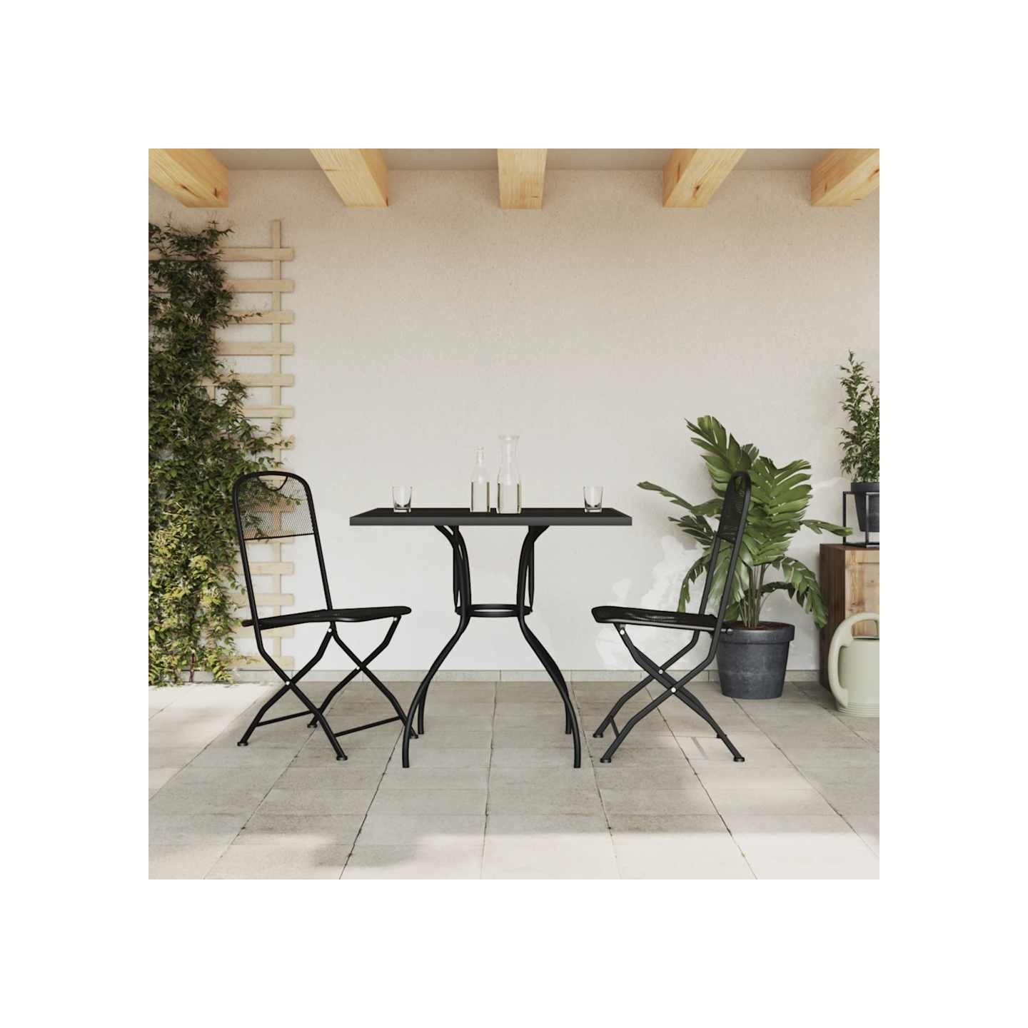 Ensemble à manger de jardin 3 pcs anthracite métal maille