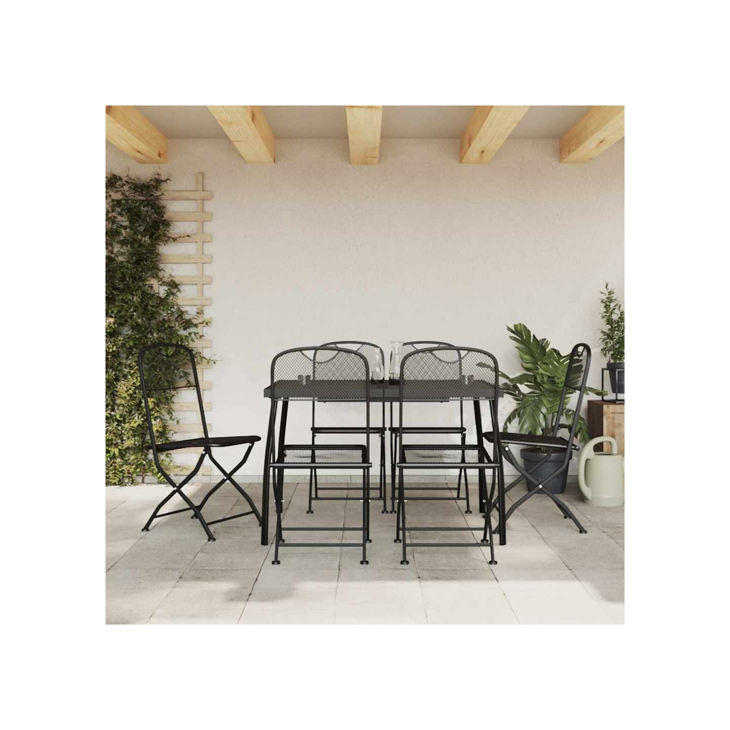 Ensemble à manger de jardin 7 pcs anthracite métal maille