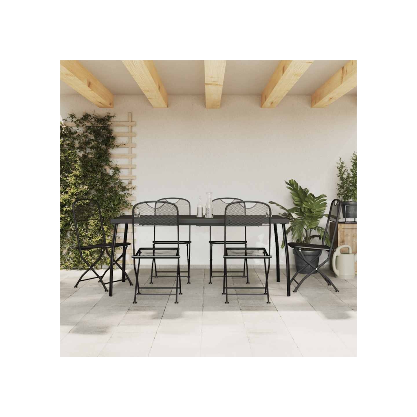 Ensemble à manger de jardin 7 pcs anthracite métal maille