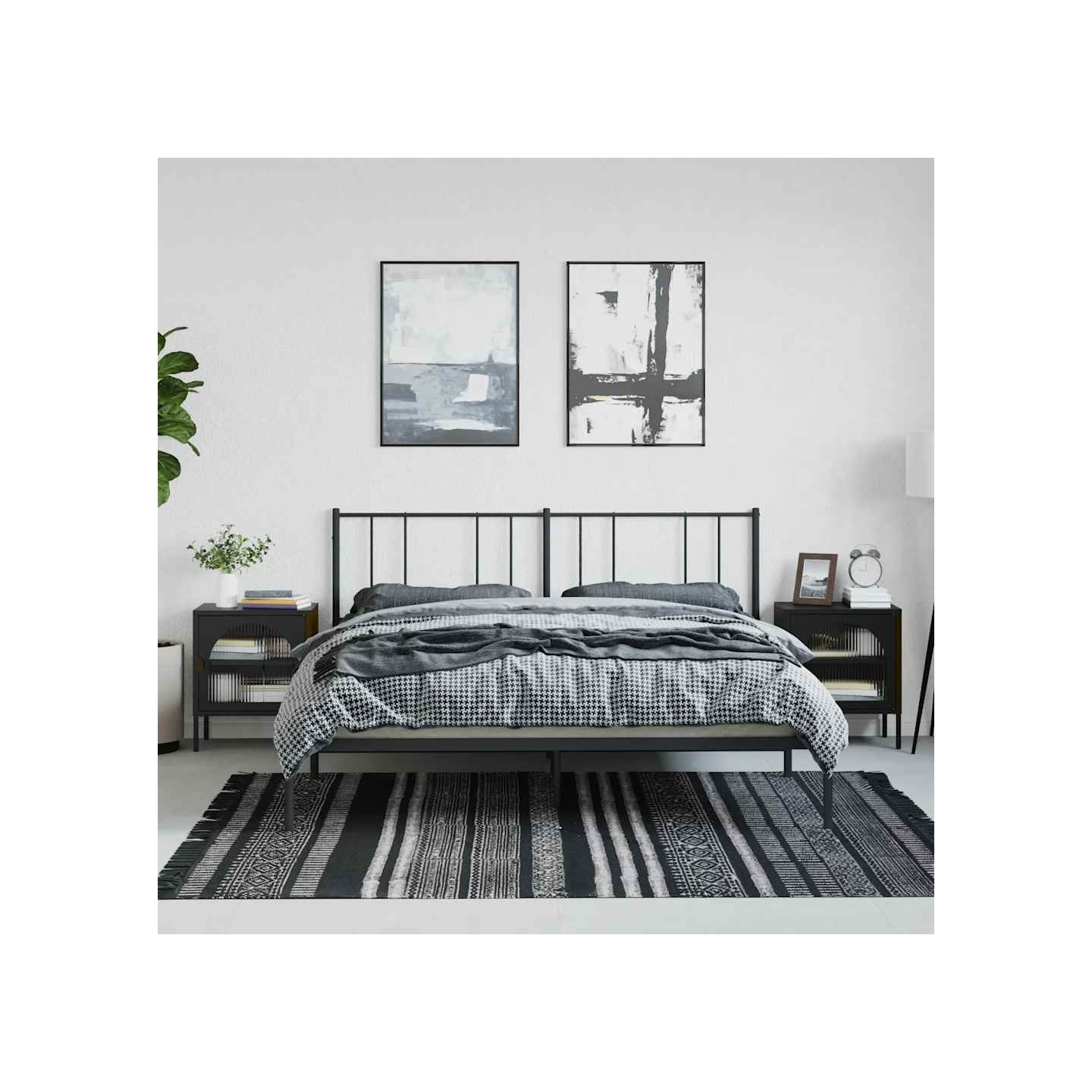 Tables de chevet 2 pcs noir 50x35x60 cm verre et acier