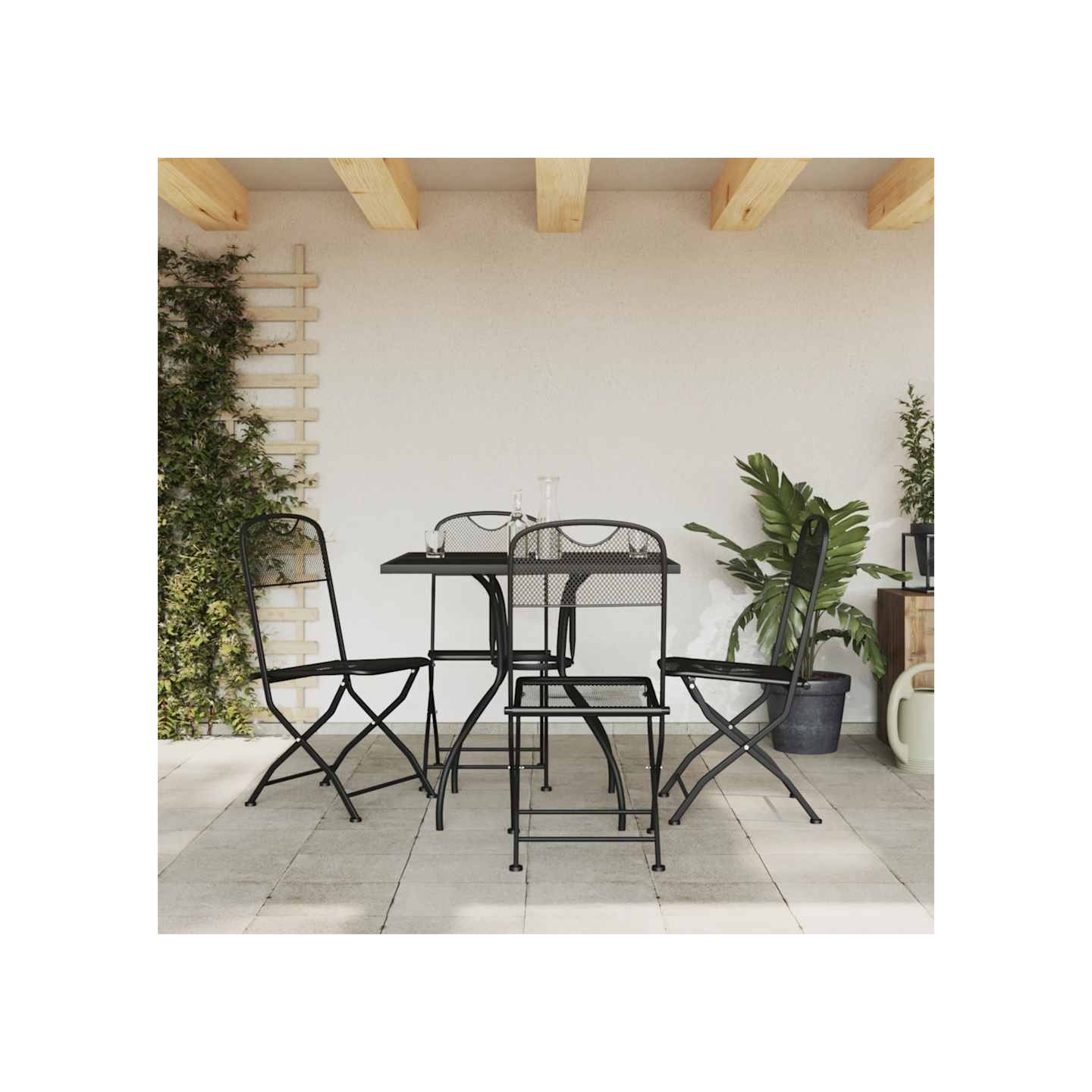 Ensemble à manger de jardin 5 pcs anthracite métal maille