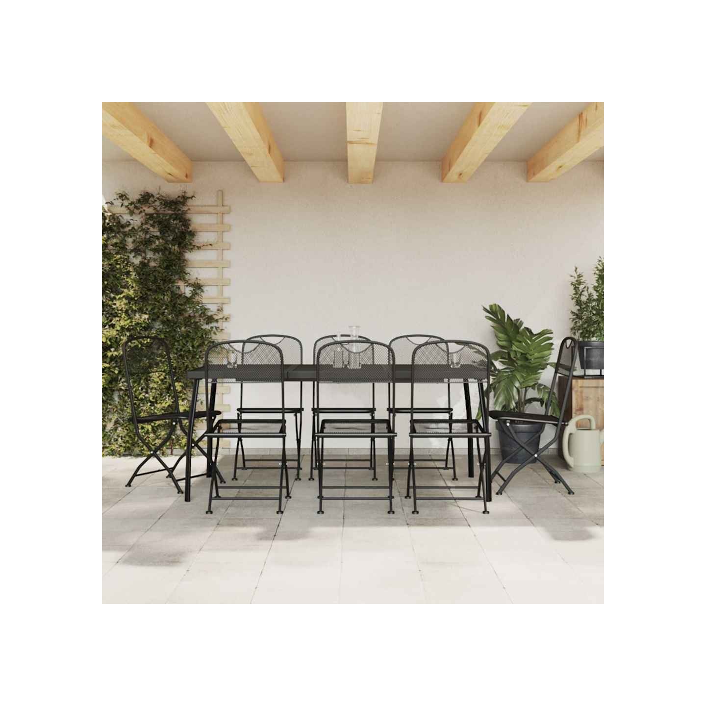 Ensemble à manger de jardin 9 pcs anthracite métal maille