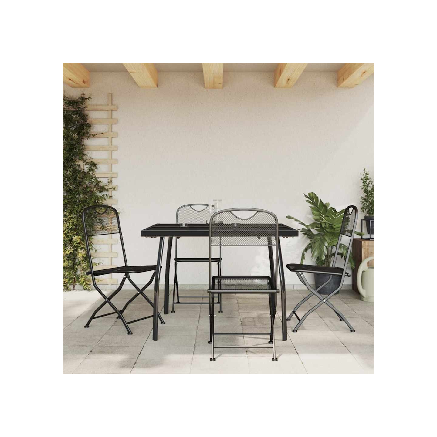 Ensemble à manger de jardin 5 pcs anthracite métal maille
