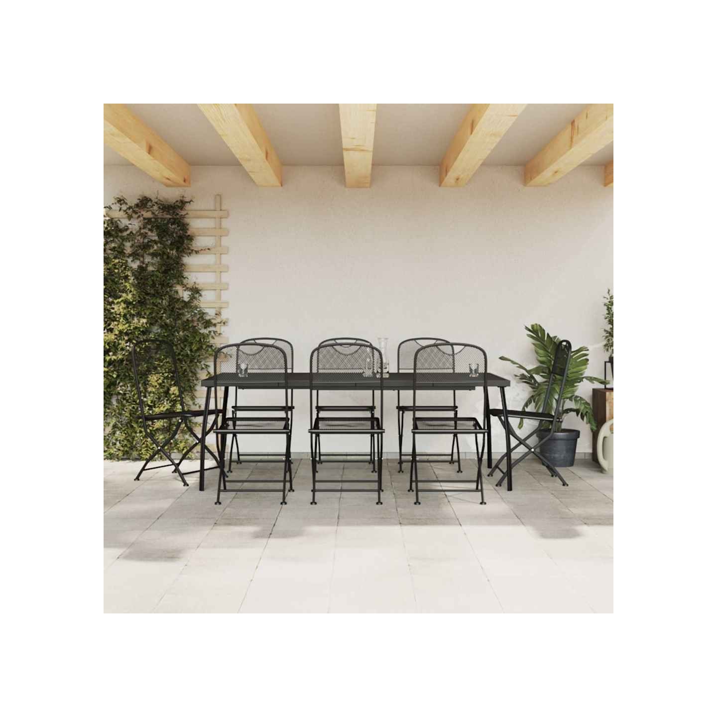 Ensemble à manger de jardin 9 pcs anthracite métal maille