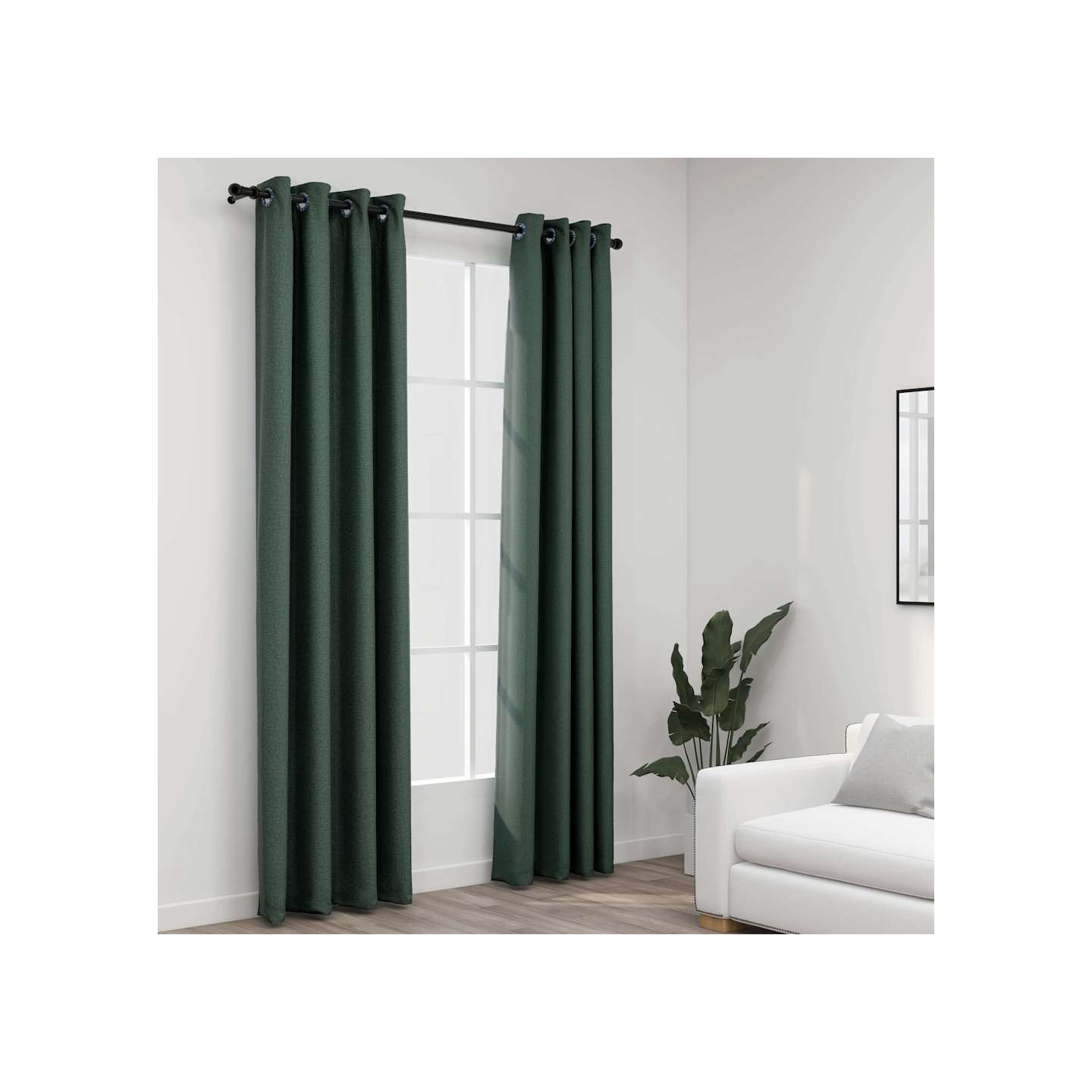 Rideaux occultants Aspect lin avec œillets 2 pcs Vert 140x245cm