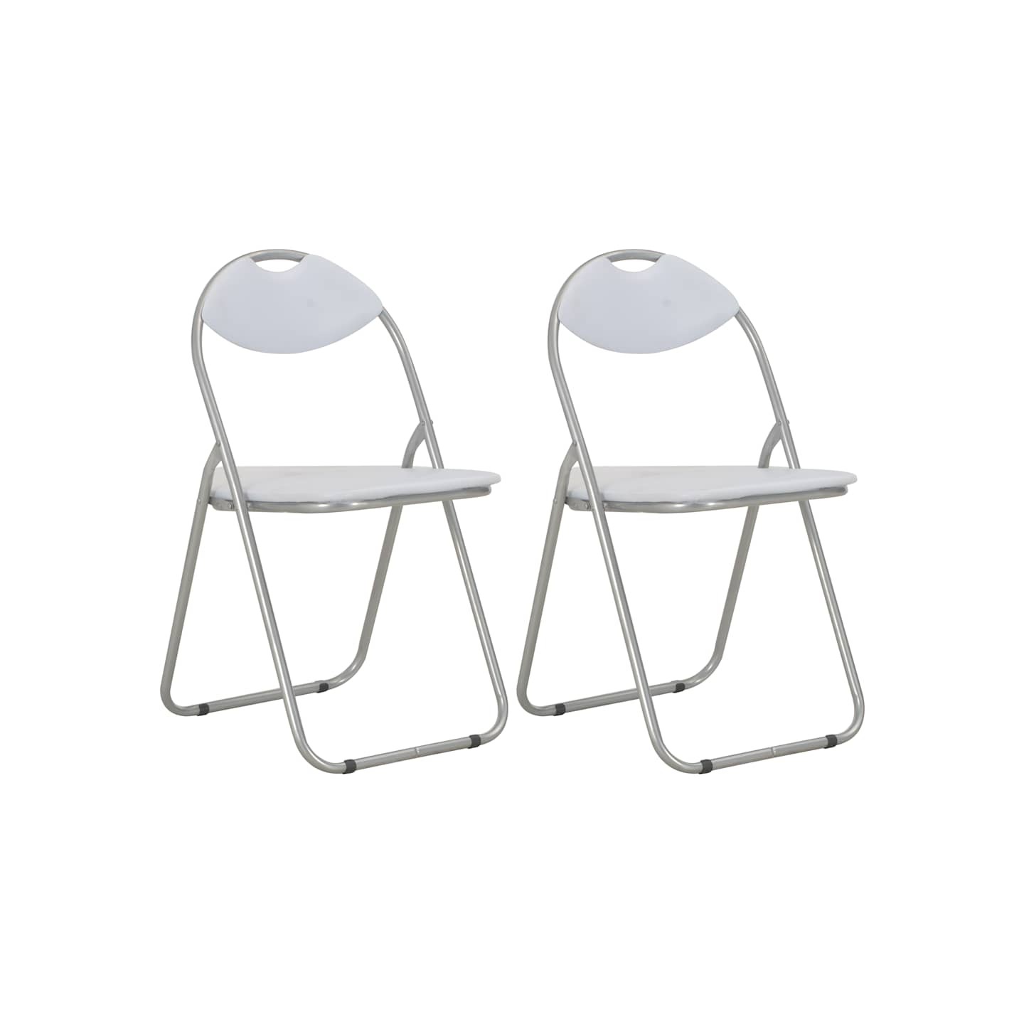 Chaises pliantes 2 pièces en similicuir blanc