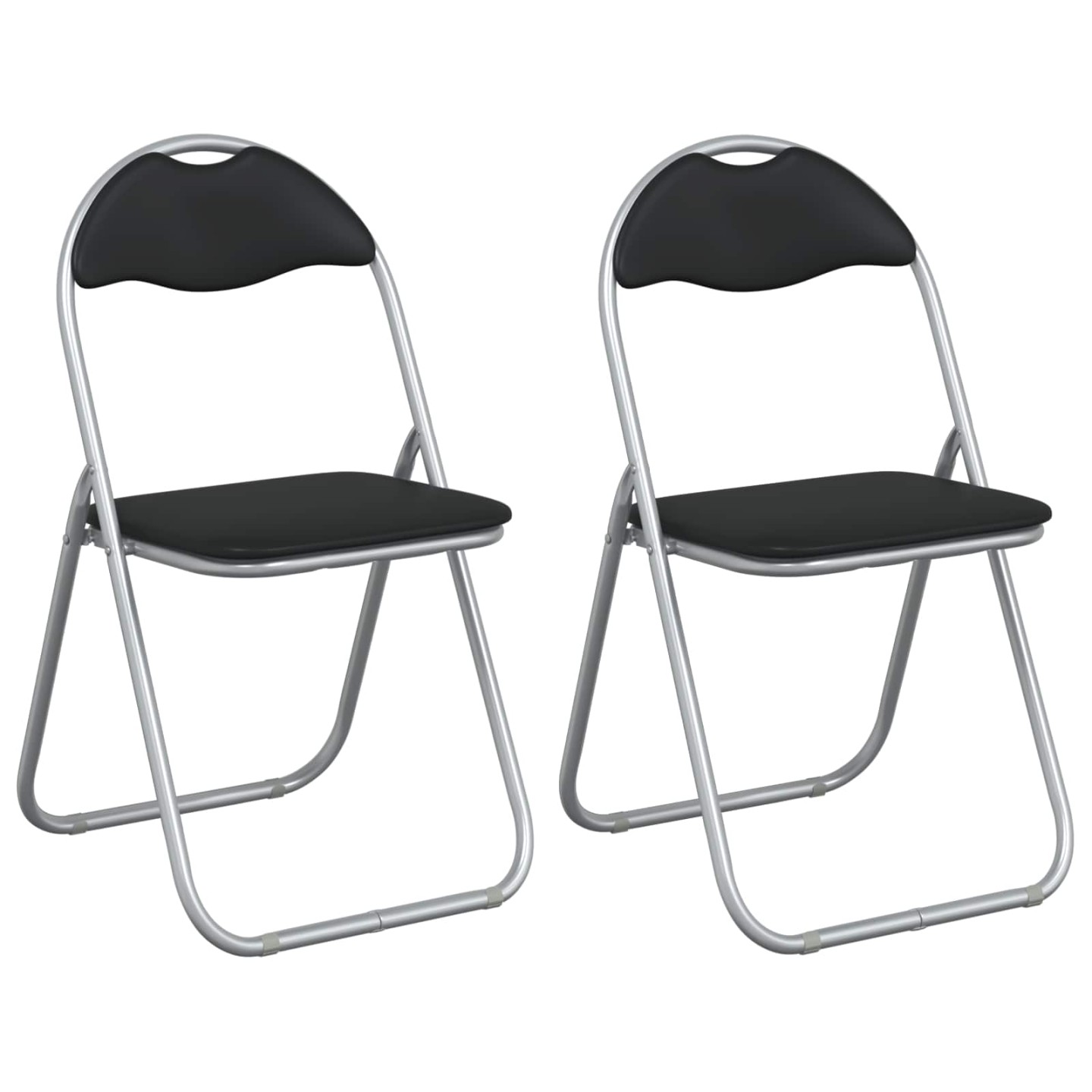 Chaise pliante 2 pcs Noir et gris 48 x 43,5 x 81 cm Simili cuir