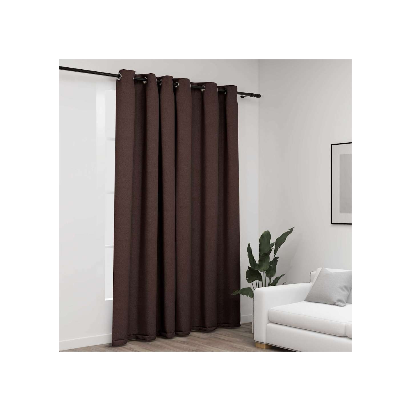 Rideau occultant Aspect de lin avec œillets Taupe 290x245 cm