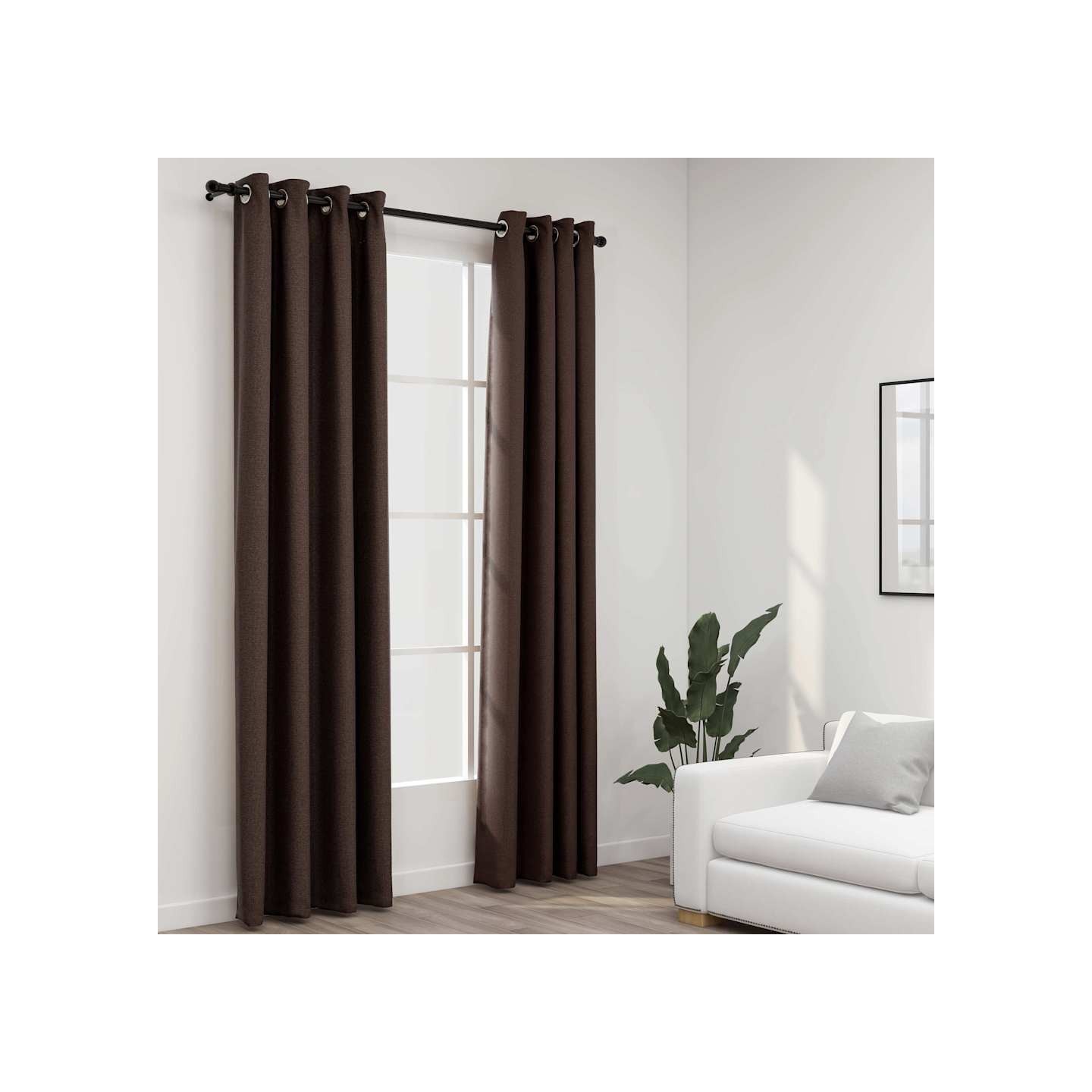 Rideaux occultants Aspect lin avec œillets 2pcs Taupe 140x245cm