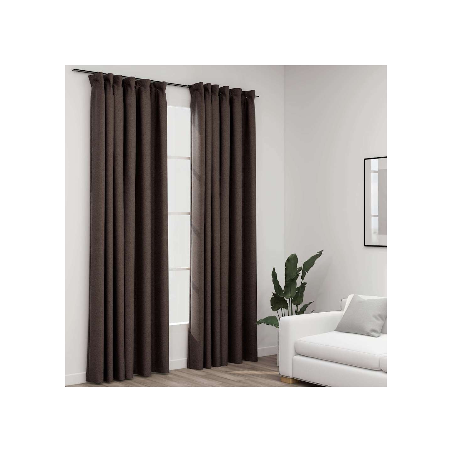 Rideaux occultants aspect lin et crochets 2 pcs Taupe 140x245cm