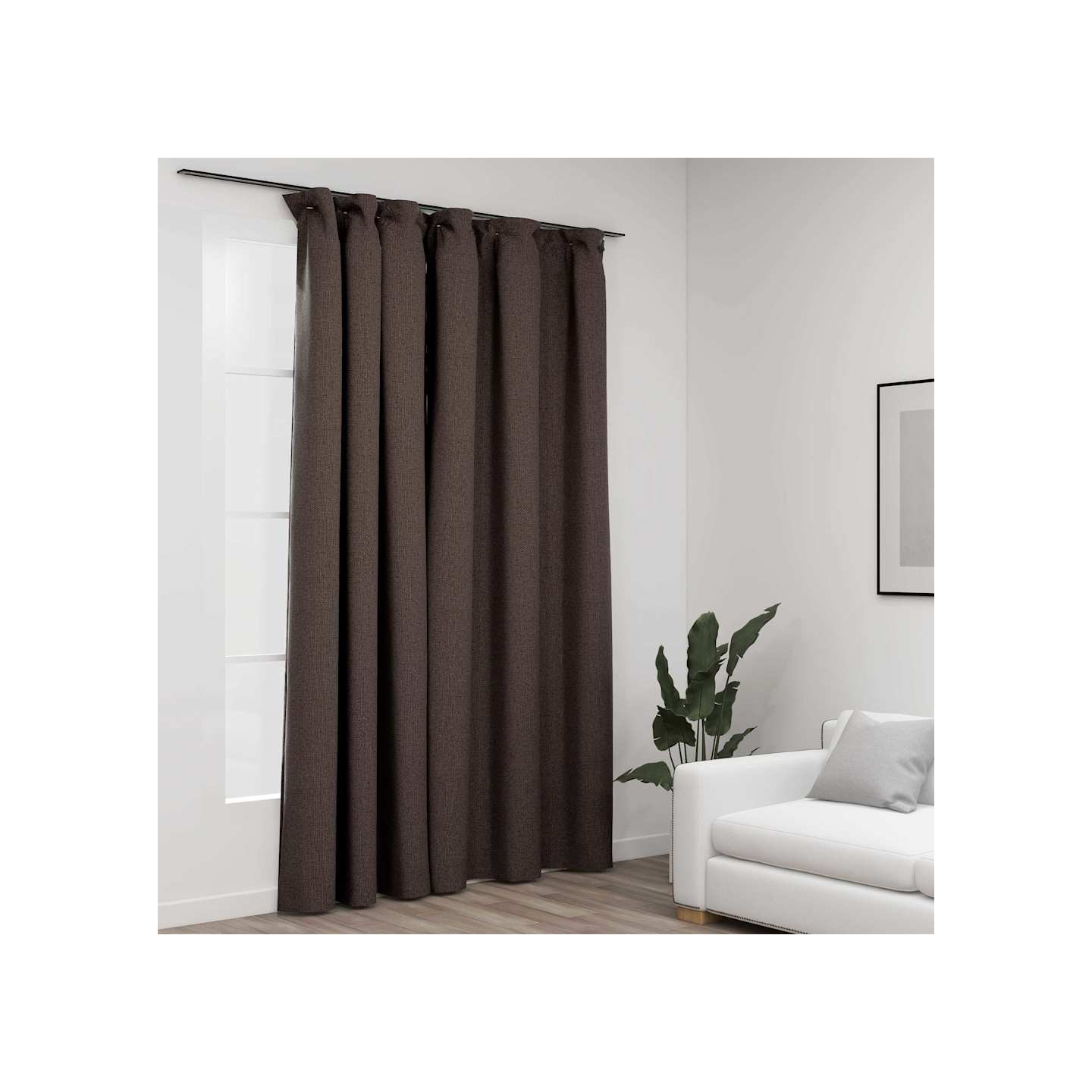 Rideau occultant d'aspect de lin avec crochets Taupe 290x245 cm
