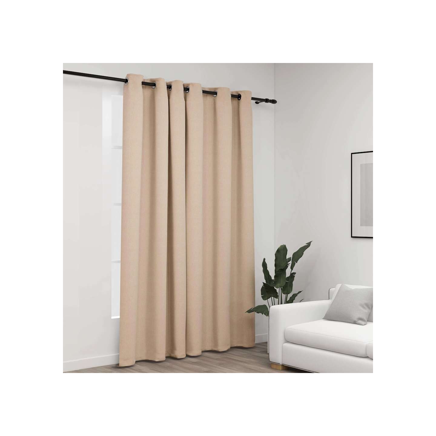 Rideau occultant aspect de lin avec œillets beige 290x245 cm
