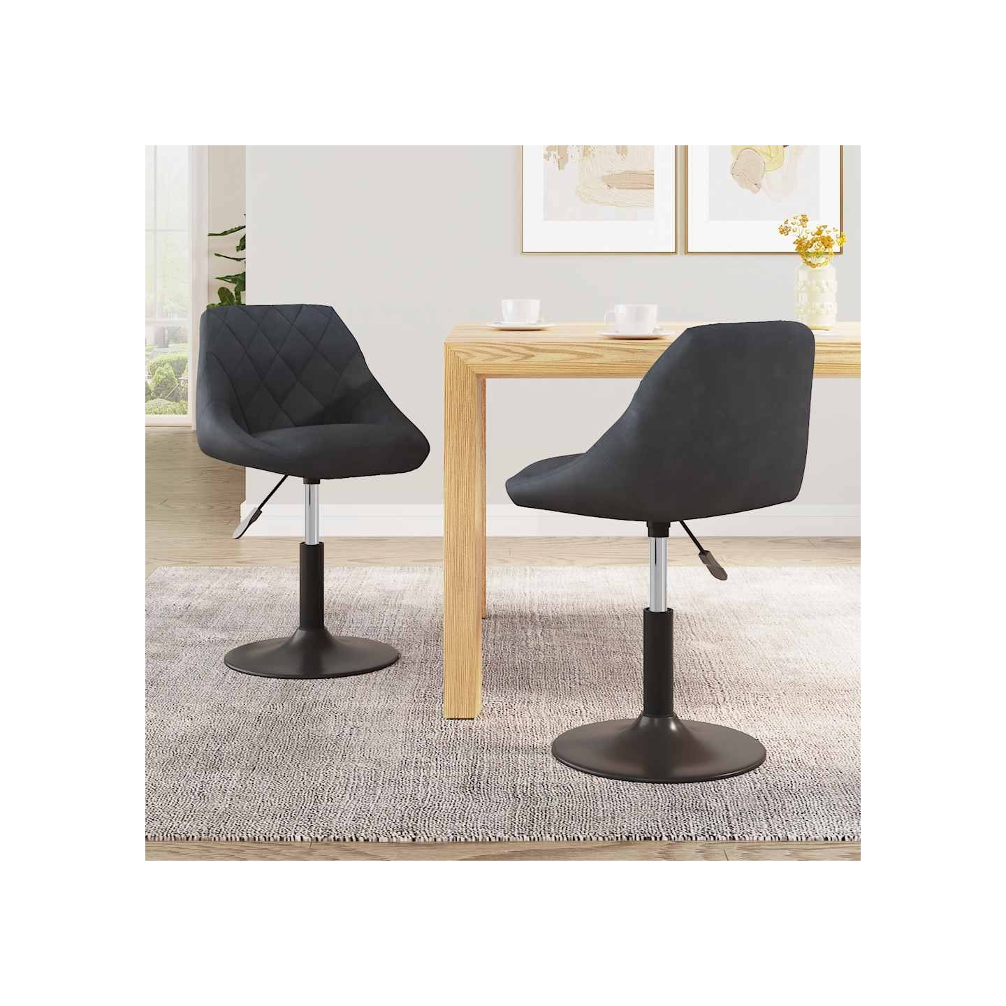 Chaises pivotantes à dîner lot de 2 Gris foncé Velours