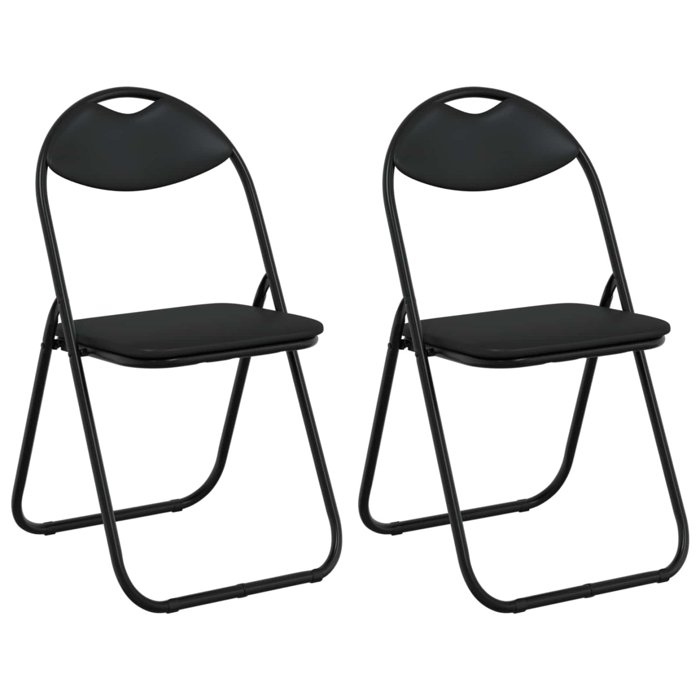 Chaise pliante 2 pc Simili cuir Noir 48 x 43,5 x 81 cm