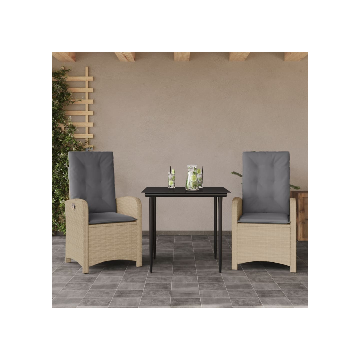Ensemble à manger de jardin et coussins 3 pcs mélange beige