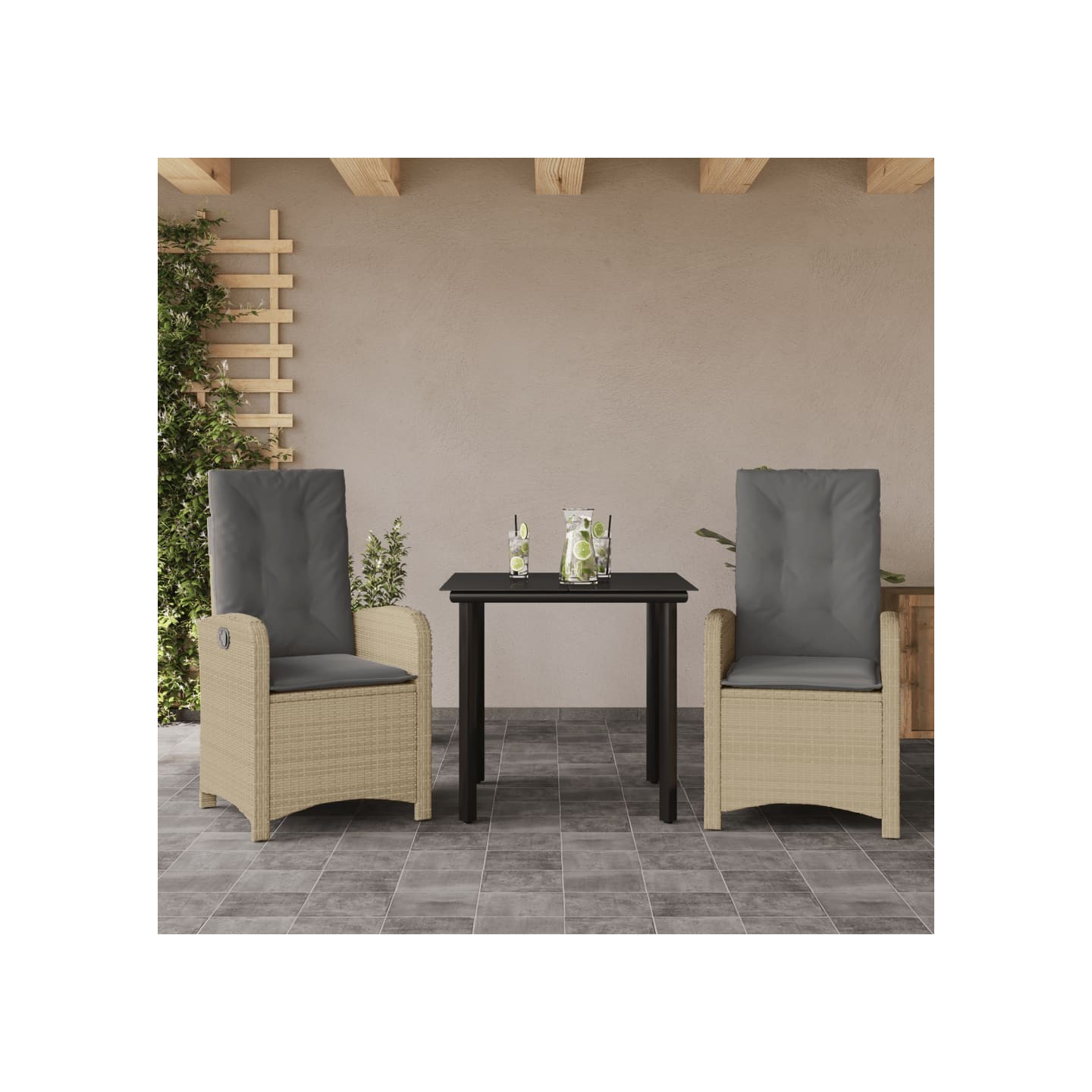 Ensemble à manger de jardin et coussins 3 pcs mélange beige