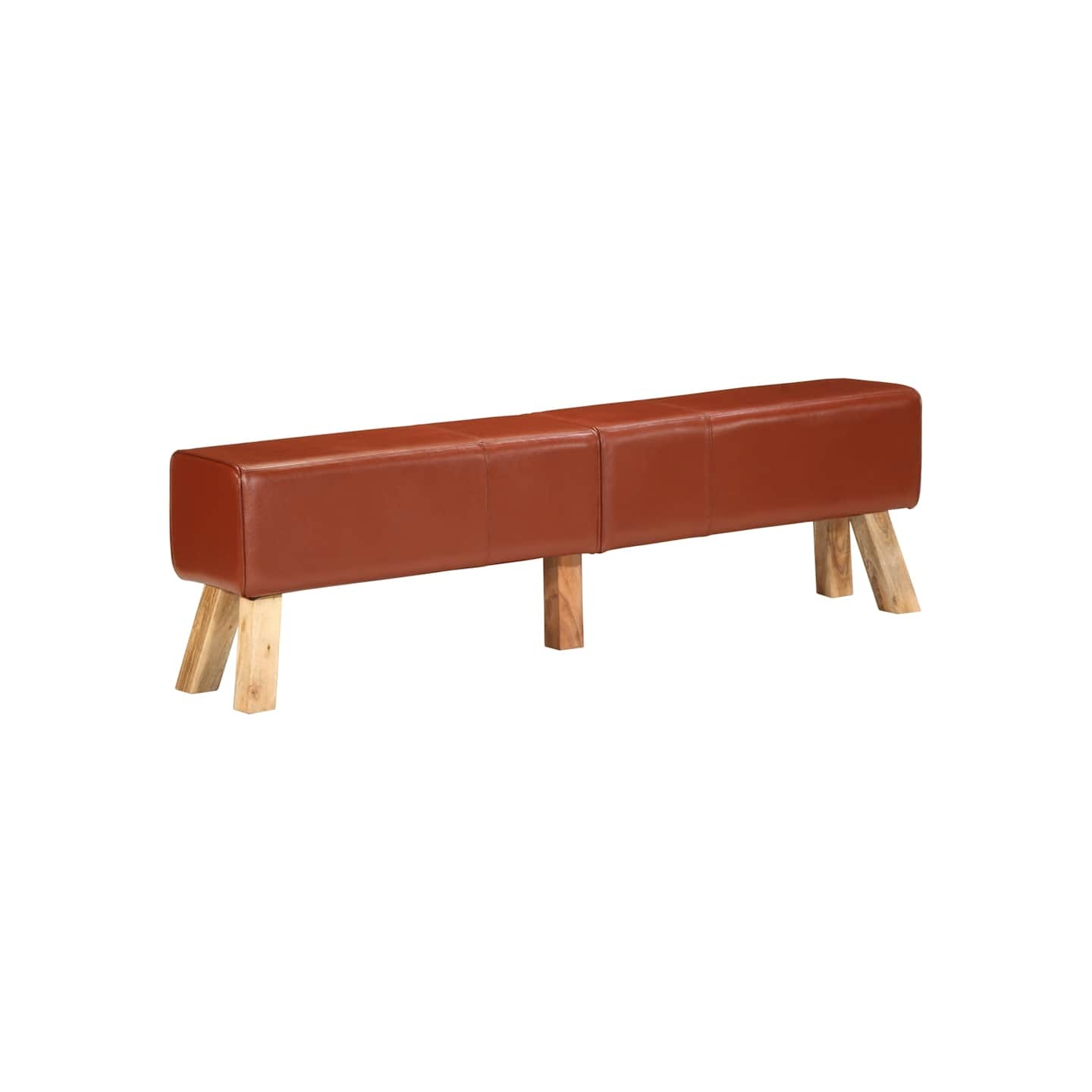 Banc de gymnastique marron 160 cm cuir véritable