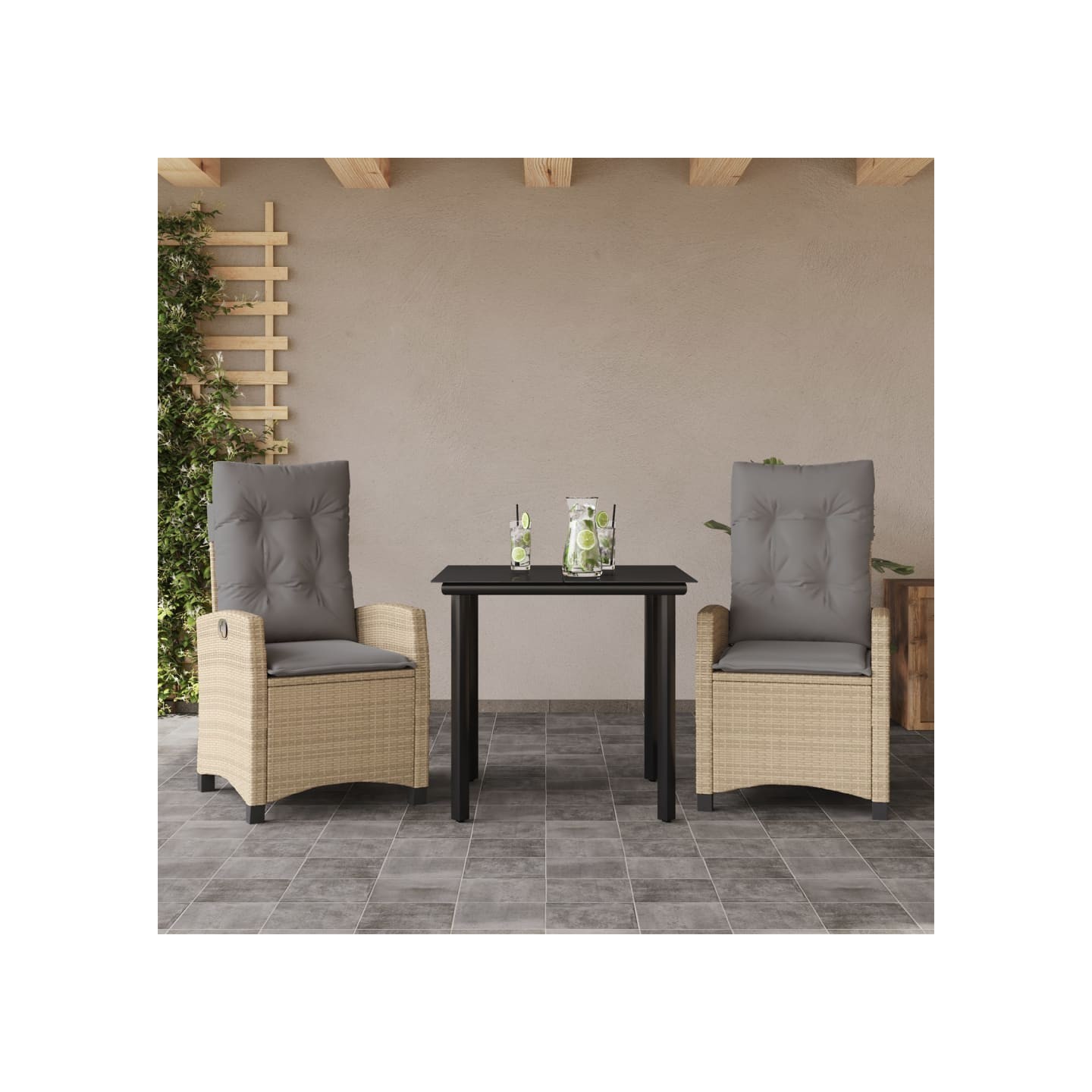 Ensemble à manger de jardin et coussins 3 pcs mélange beige
