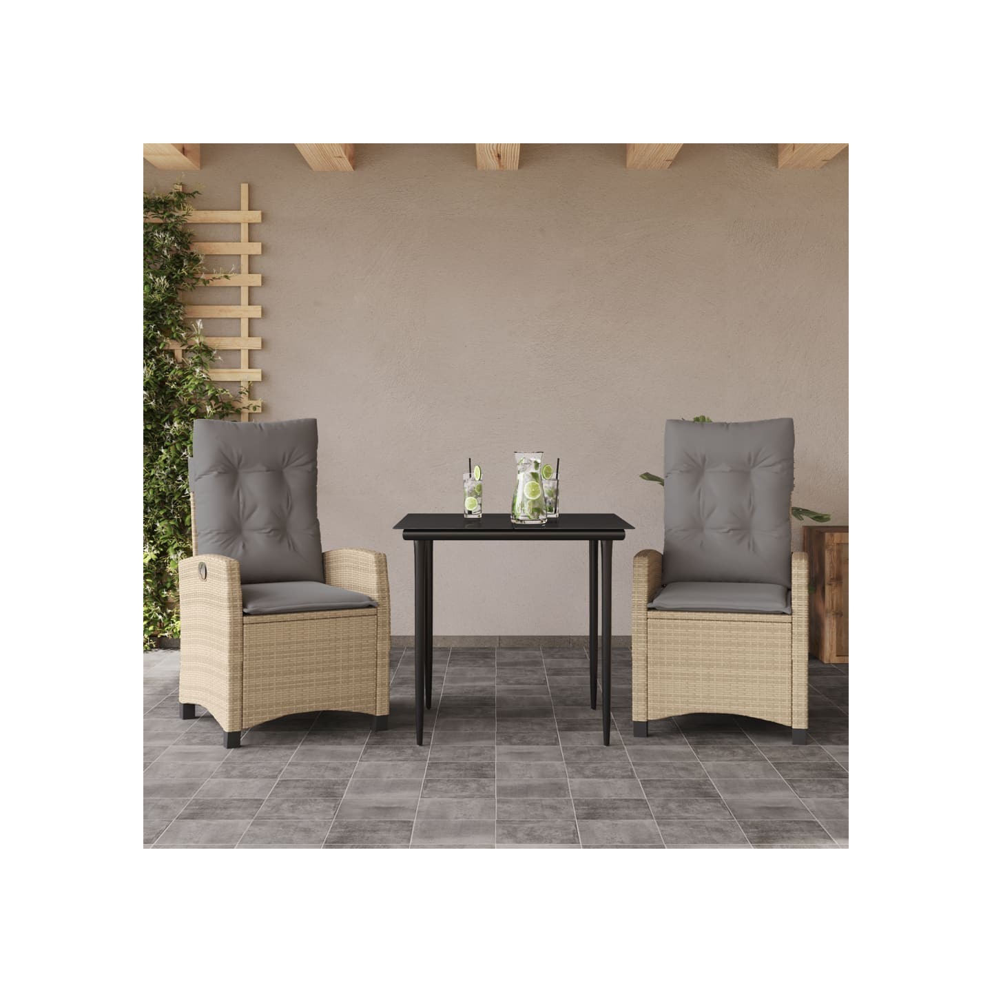 Ensemble à manger de jardin et coussins 3 pcs mélange beige