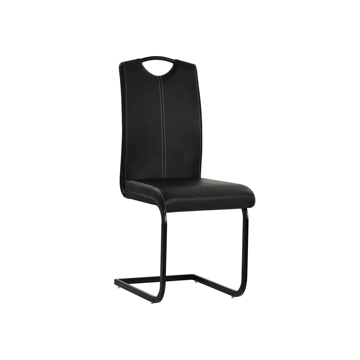 Chaises à manger cantilever lot de 4 noir similicuir