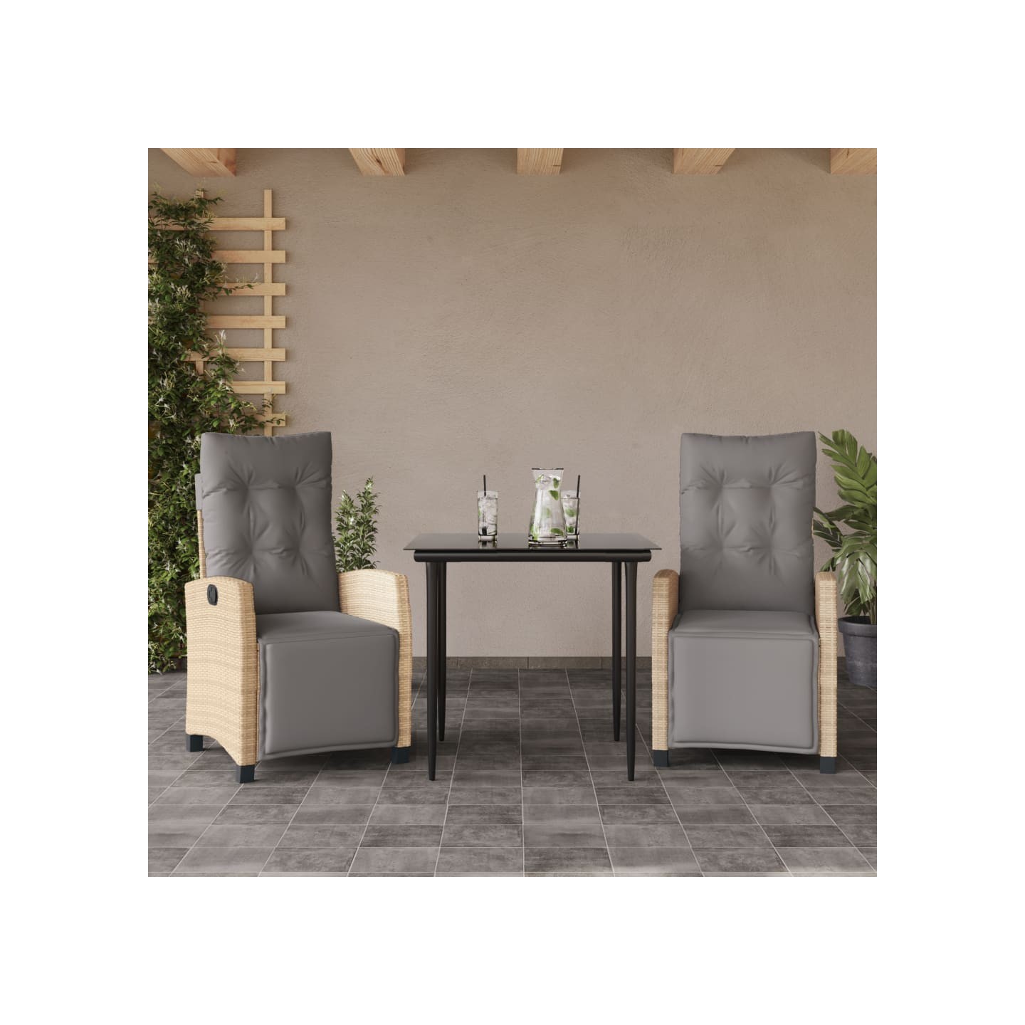 Ensemble à manger de jardin et coussins 3 pcs mélange beige