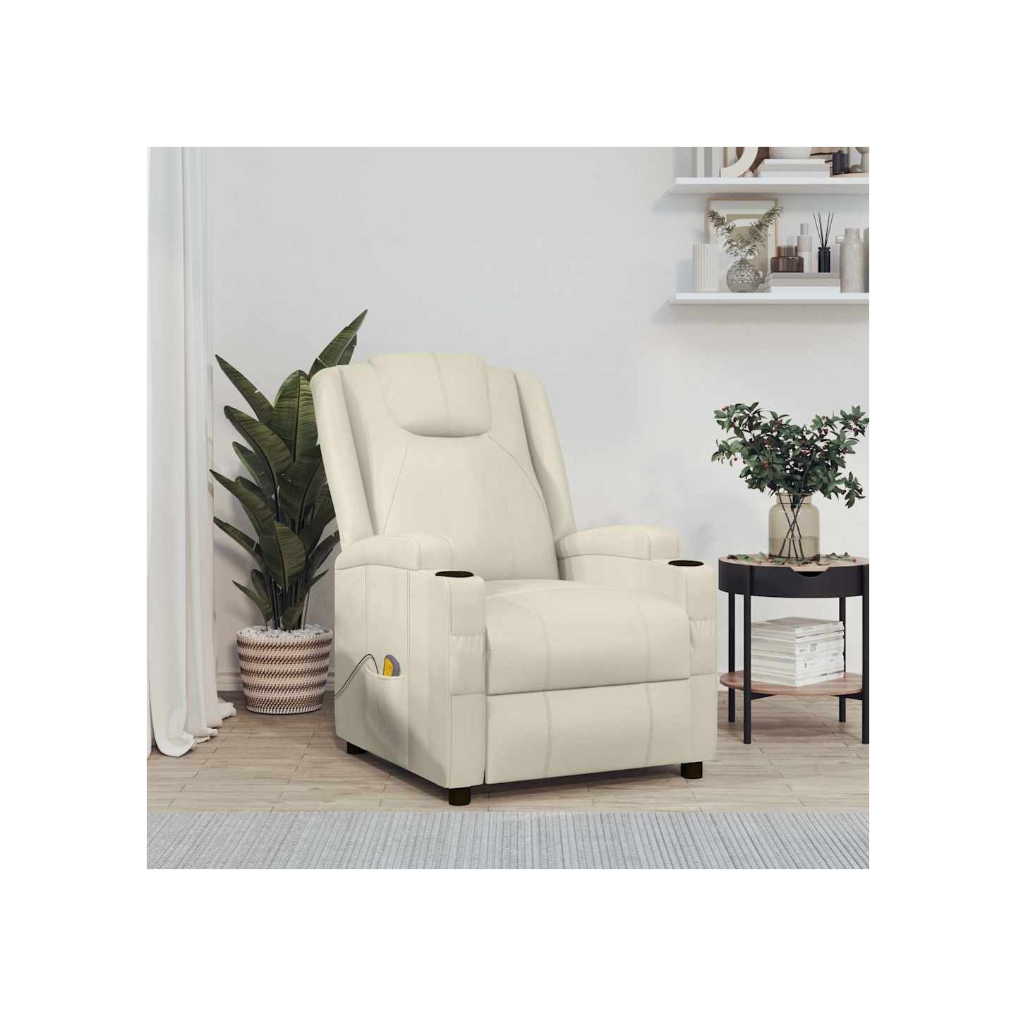 Fauteuil de massage blanc crème similicuir