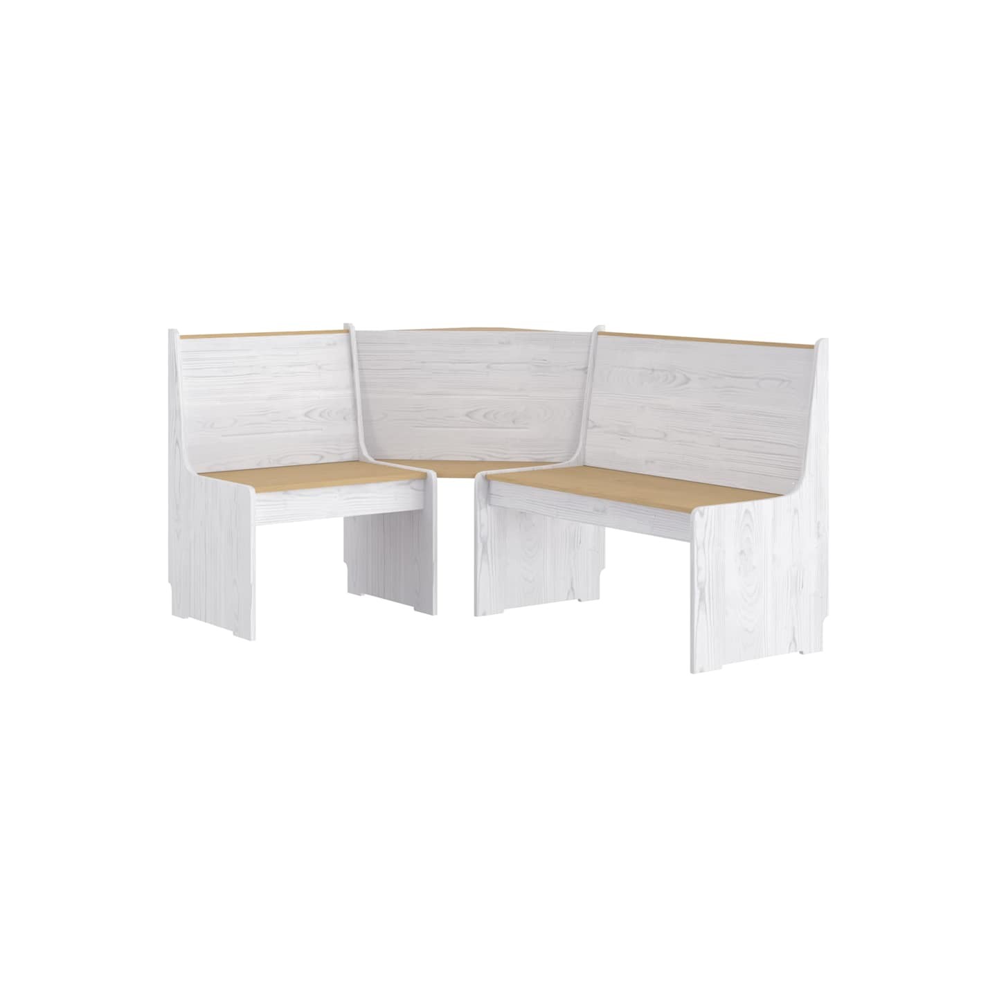 Banc d'angle REINE 151 cm marron miel et blanc bois pin solide