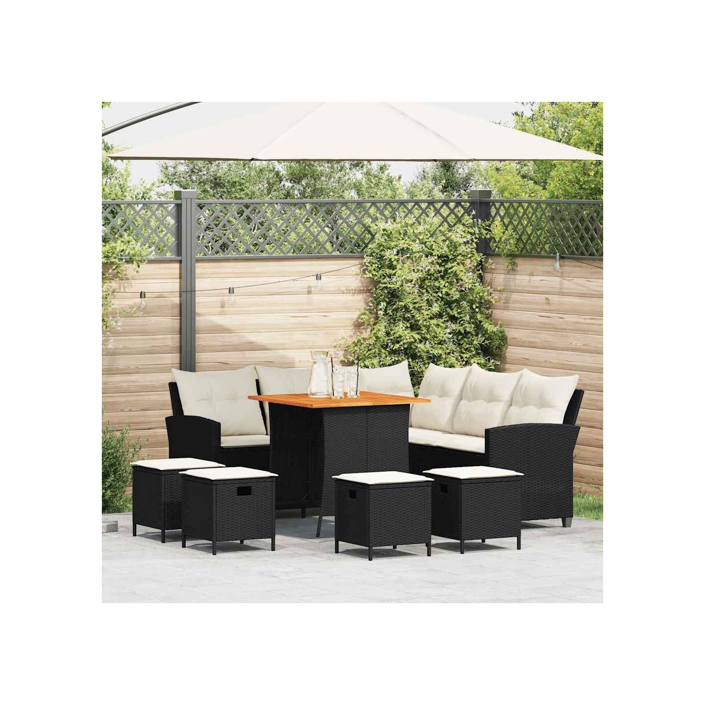 Ensemble de canapé de jardin 6 pcs avec coussins en L noir