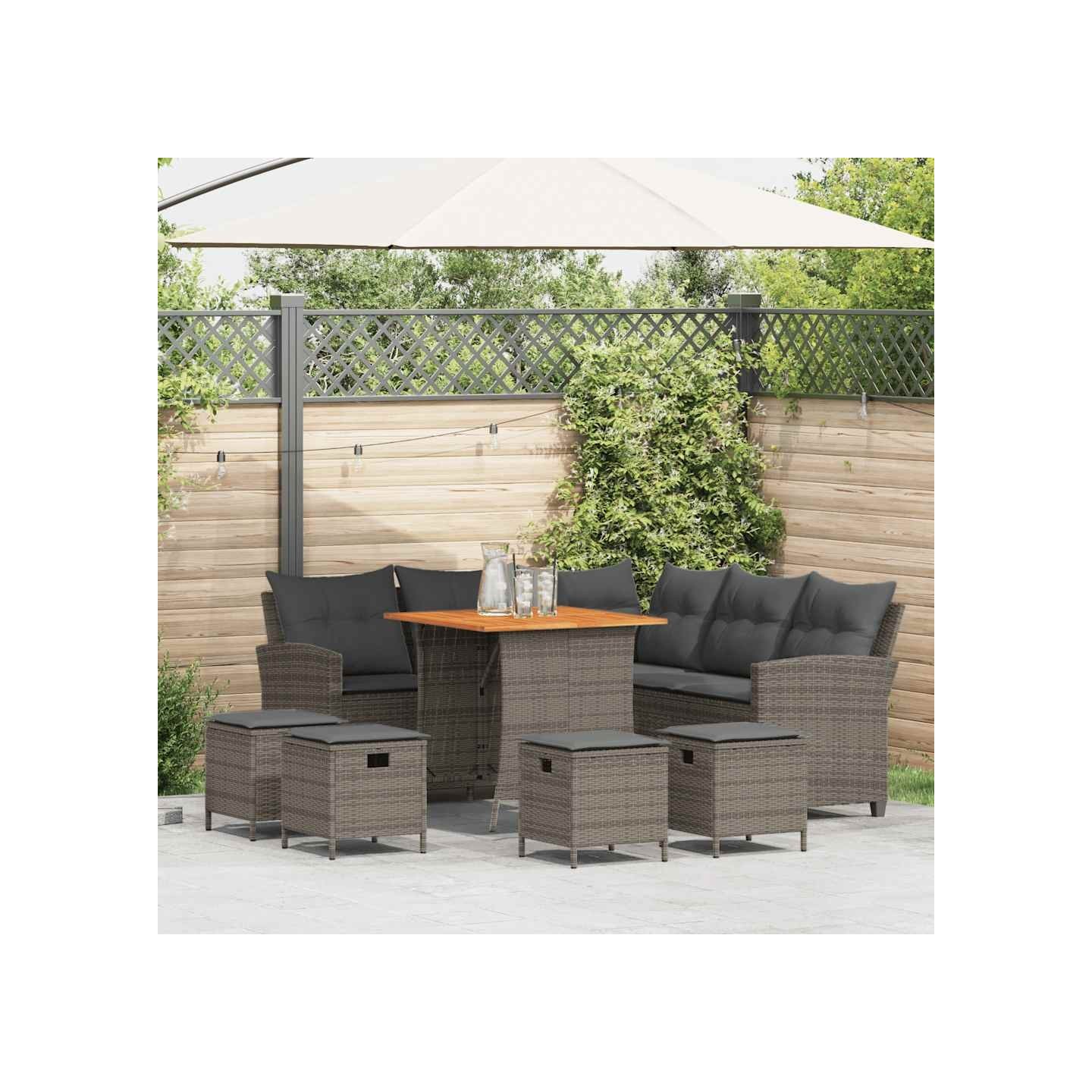 Ensemble de canapé de jardin 6 pcs avec coussins en L gris