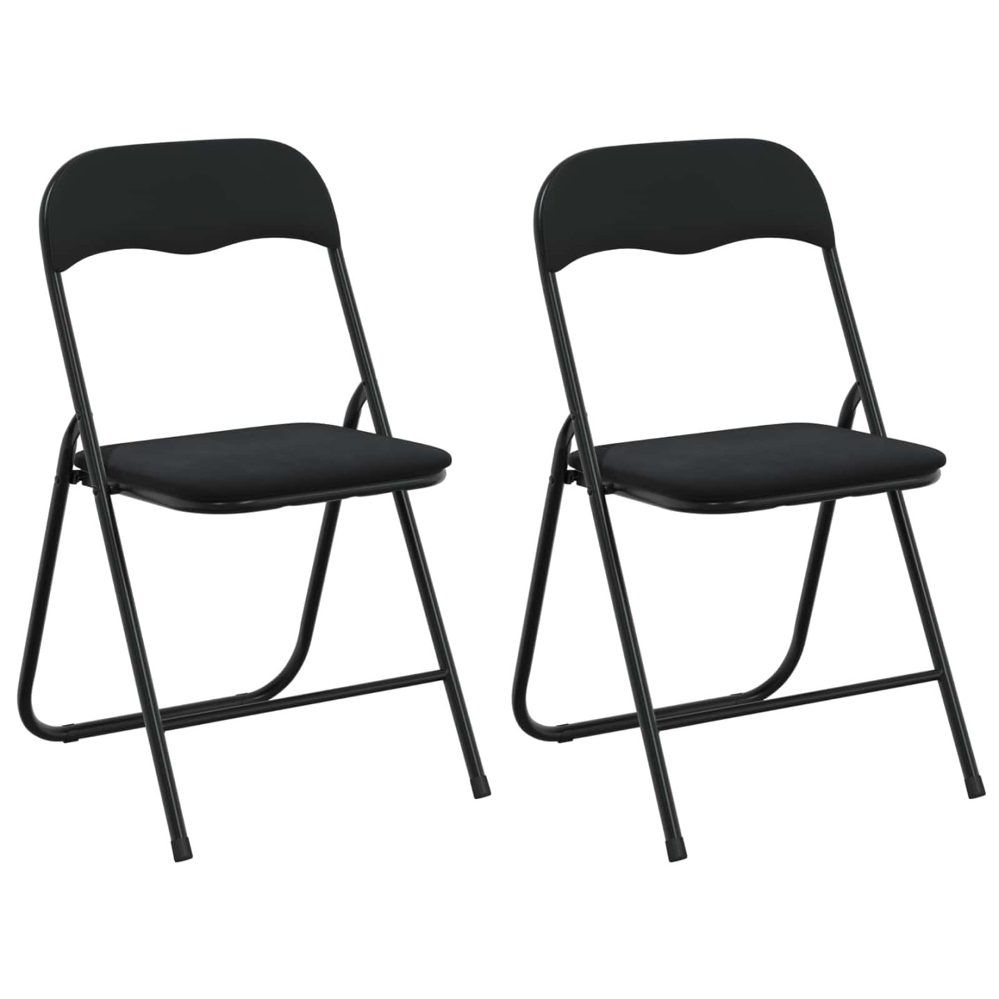 Chaise pliante 2 pc Velours Noir 48 x 44 x 78 cm