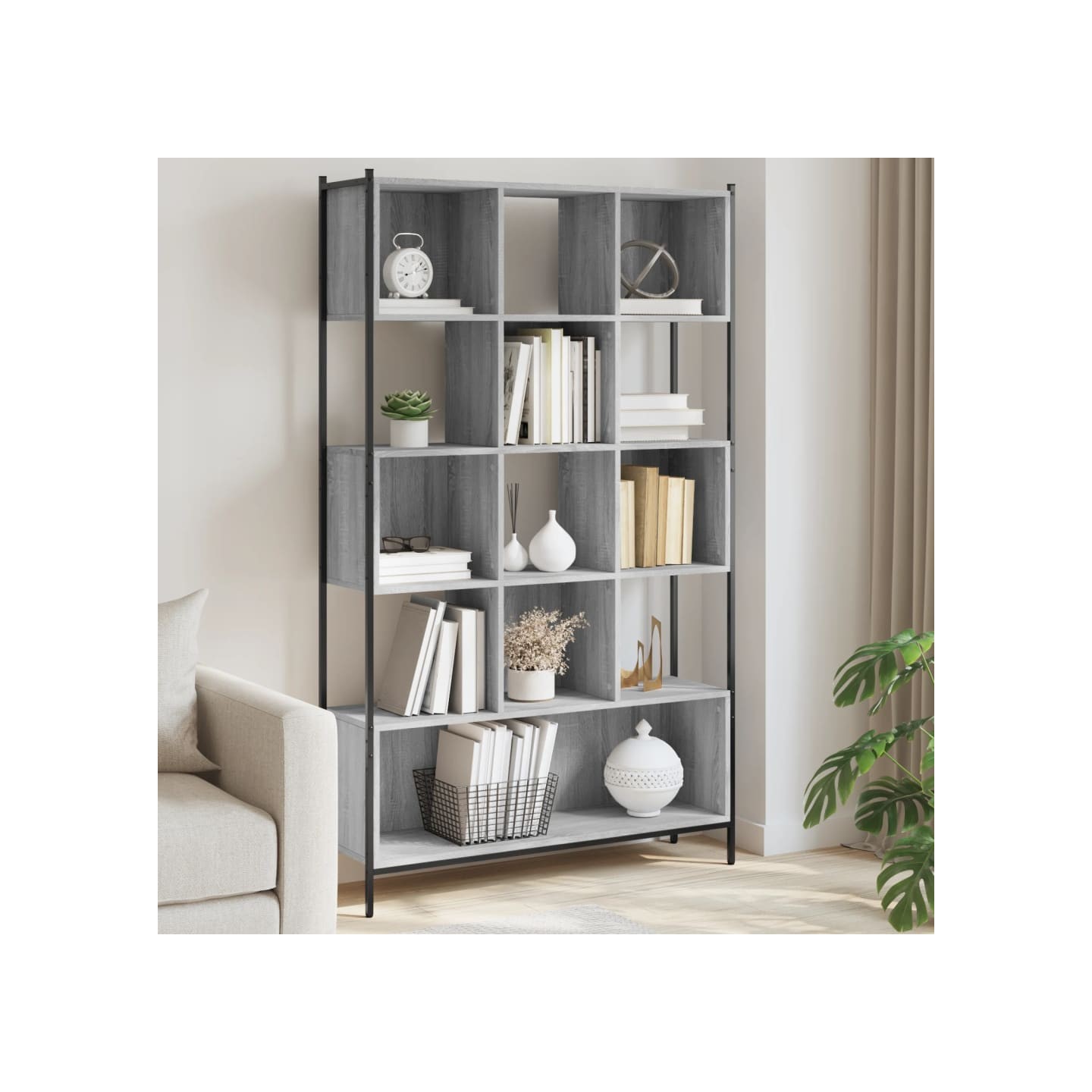 Bibliothèque sonoma gris 102x28x172 cm bois d'ingénierie