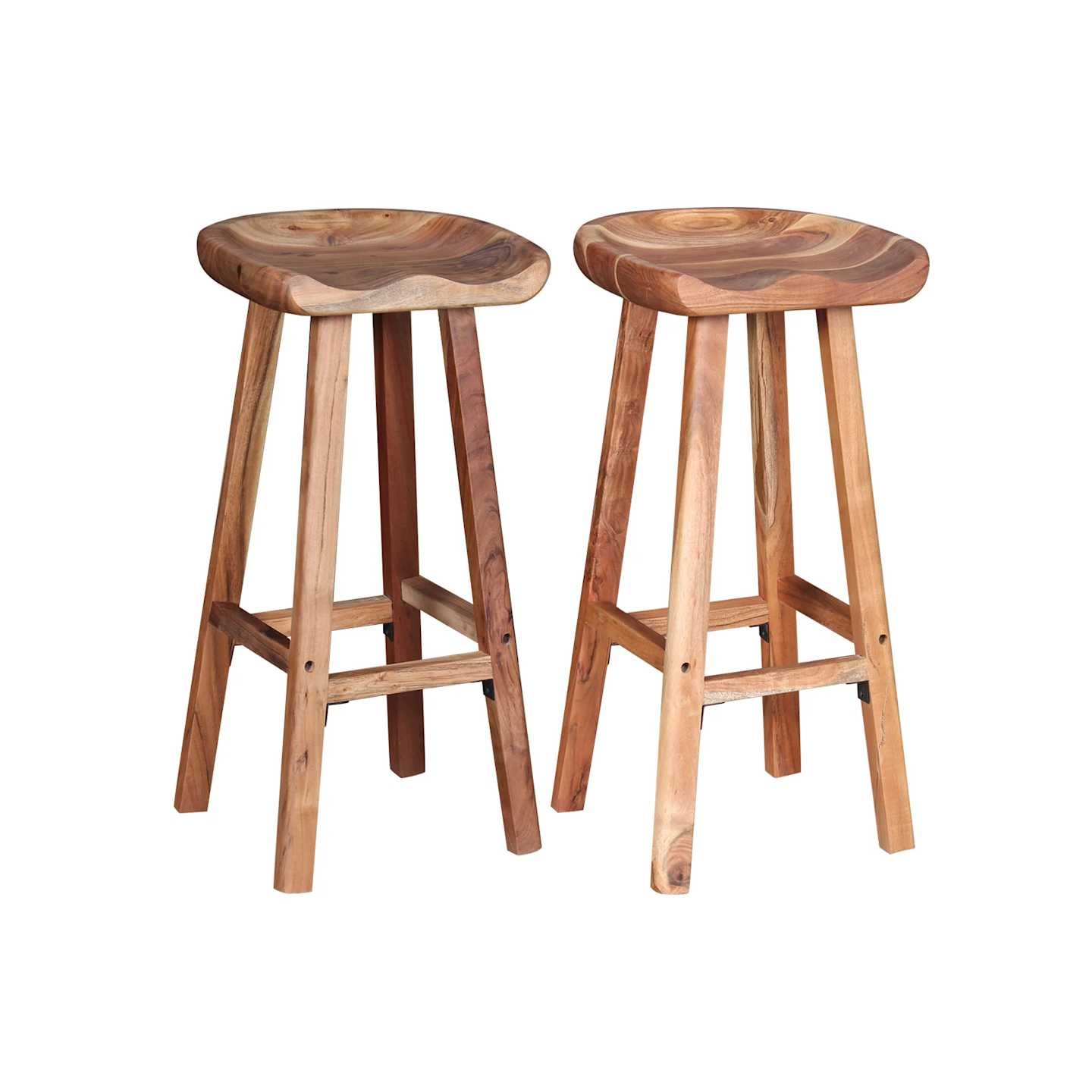 Tabourets de bar lot de 2 bois d'acacia massif