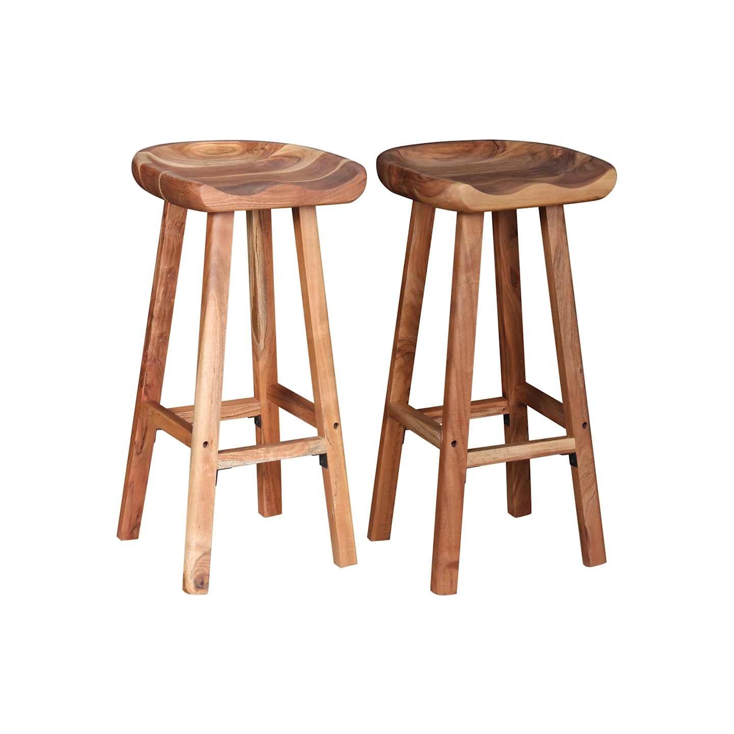 Tabourets de bar lot de 2 bois d'acacia massif