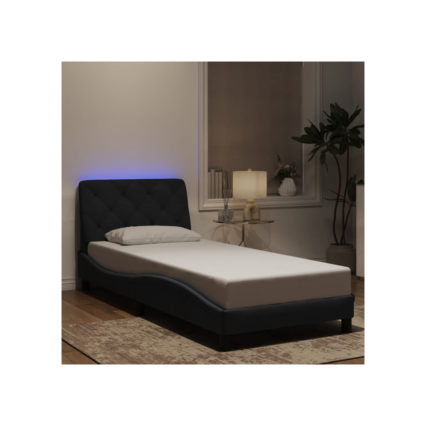 Cadre de lit avec LED sans matelas noir 80x200 cm velours