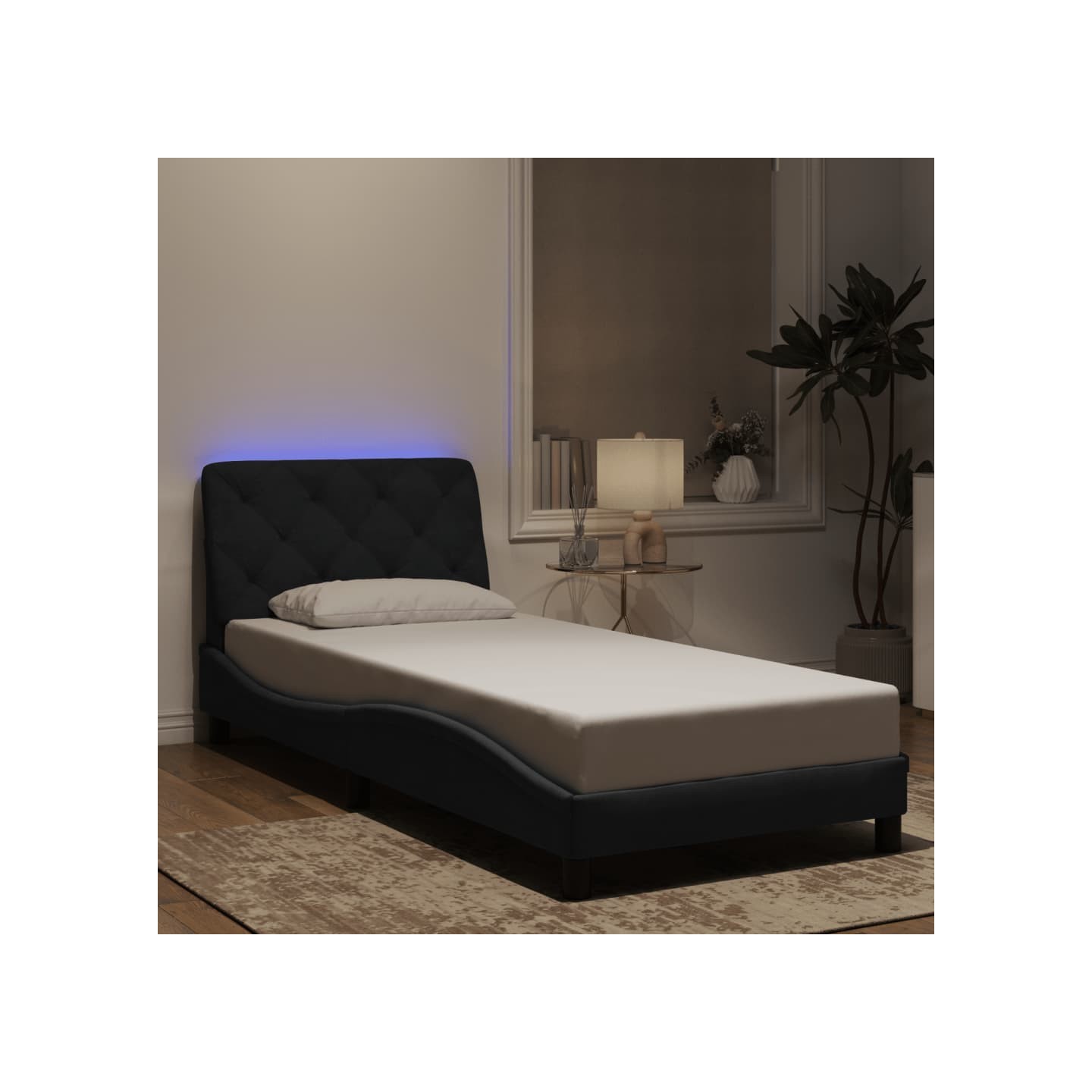 Cadre de lit avec LED sans matelas noir 90x190 cm velours