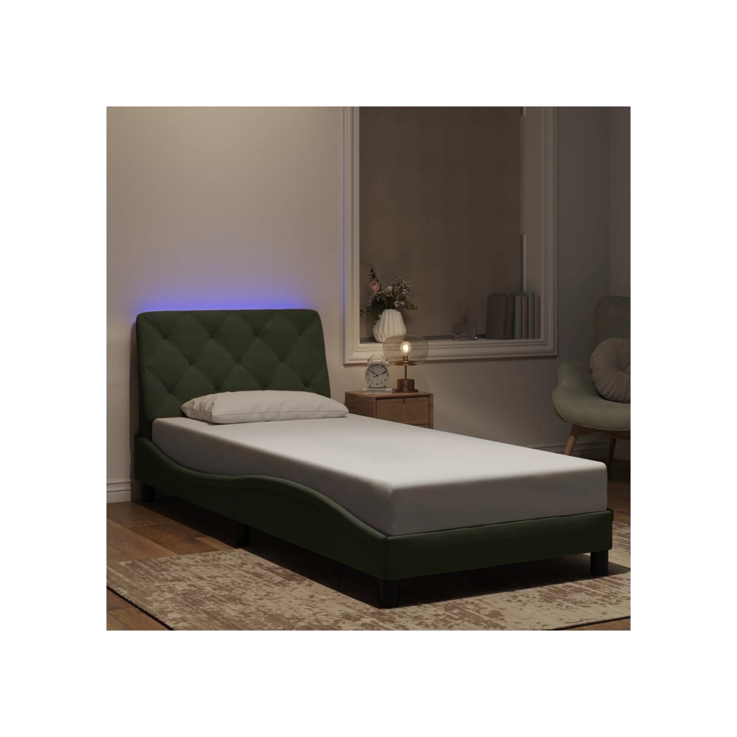 Cadre de lit avec LED sans matelas gris clair 80x200 cm velours