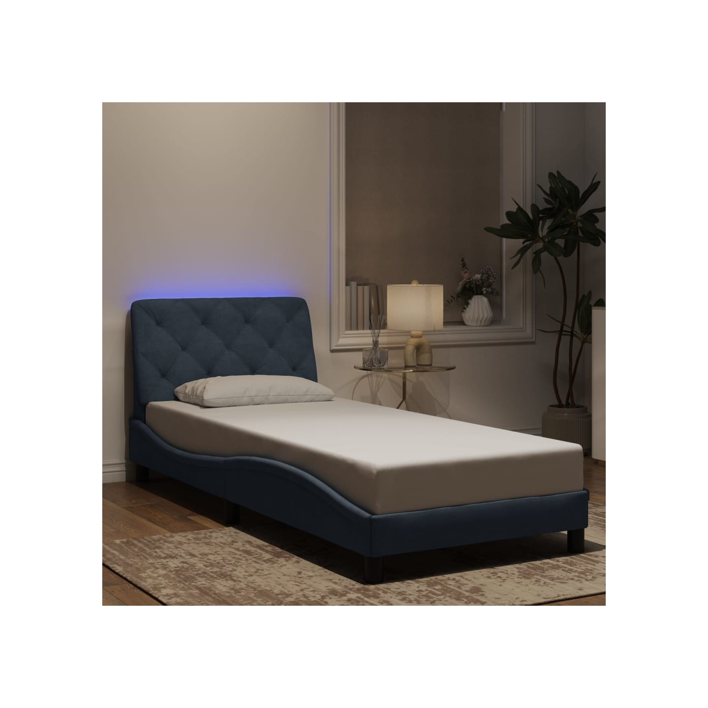 Cadre de lit avec LED sans matelas gris foncé 80x200 cm velours