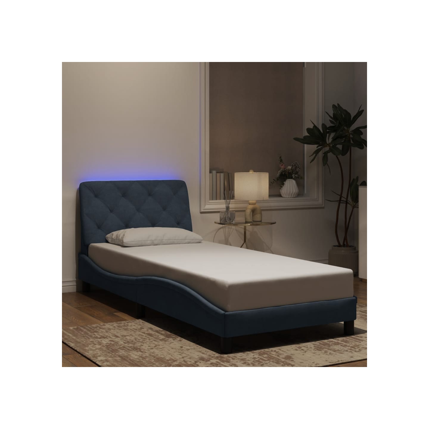 Cadre de lit avec LED sans matelas gris foncé 90x200 cm velours