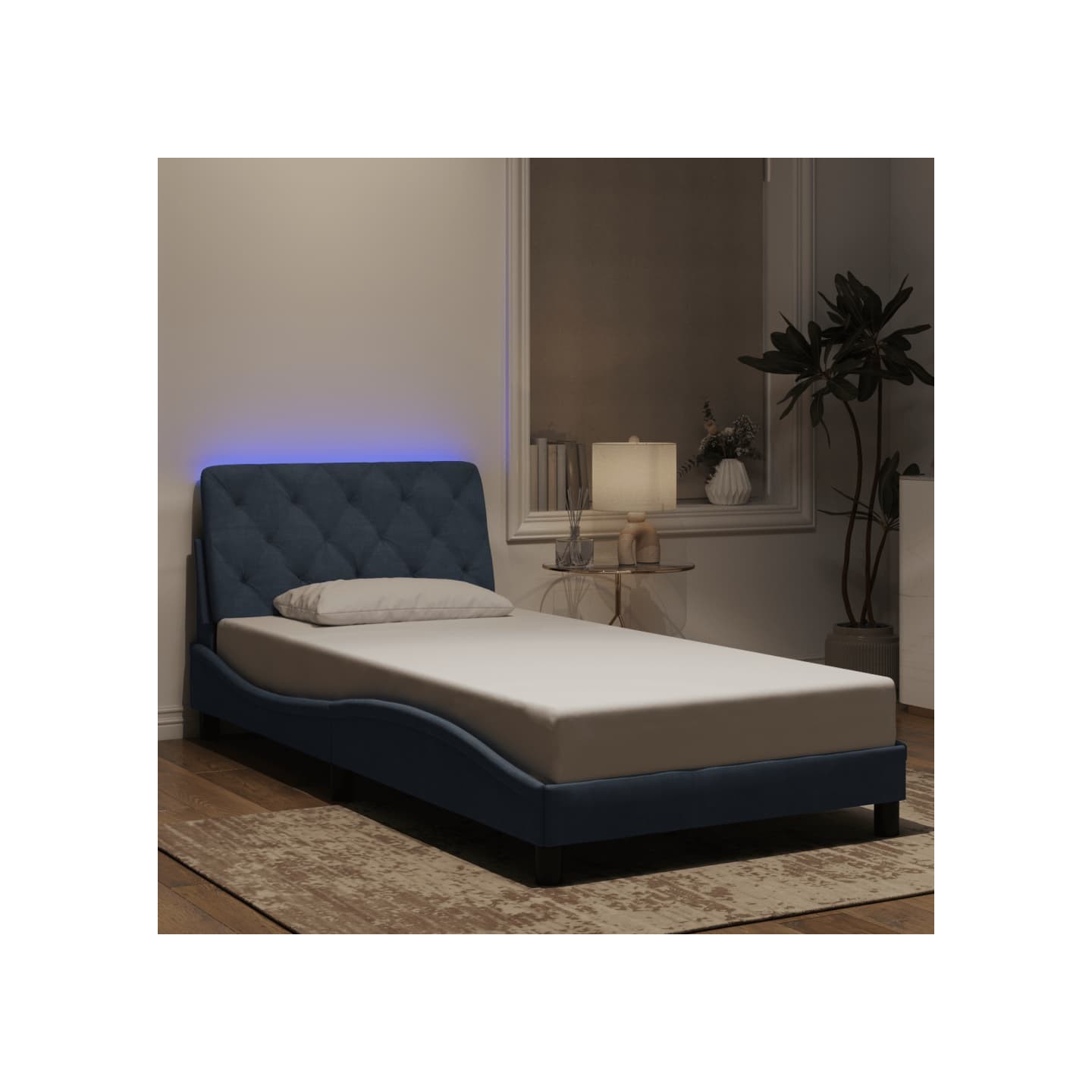 Cadre de lit avec LED sans matelas gris foncé 100x200cm velours