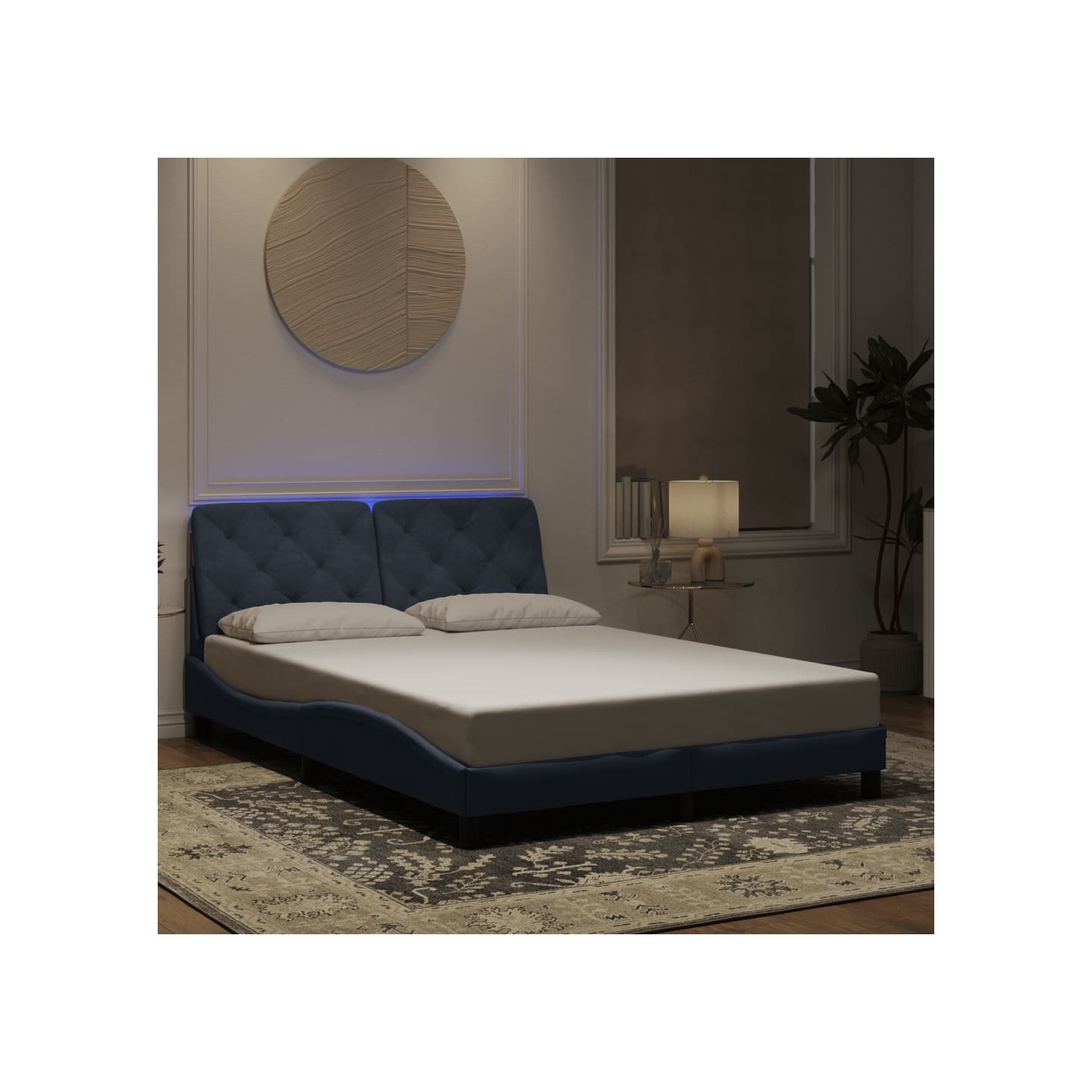 Cadre de lit avec LED sans matelas gris foncé 120x200cm velours