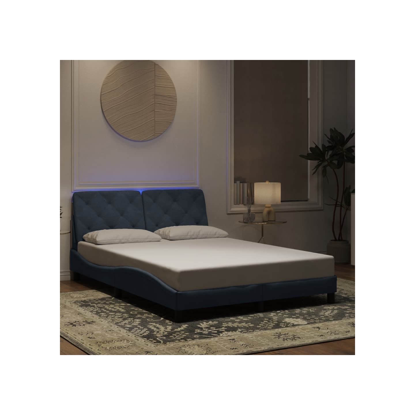 Cadre de lit avec LED sans matelas gris foncé 140x190cm velours