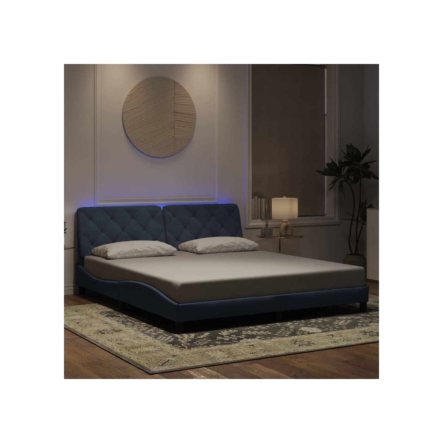 Cadre de lit avec LED sans matelas gris foncé 180x200cm velours