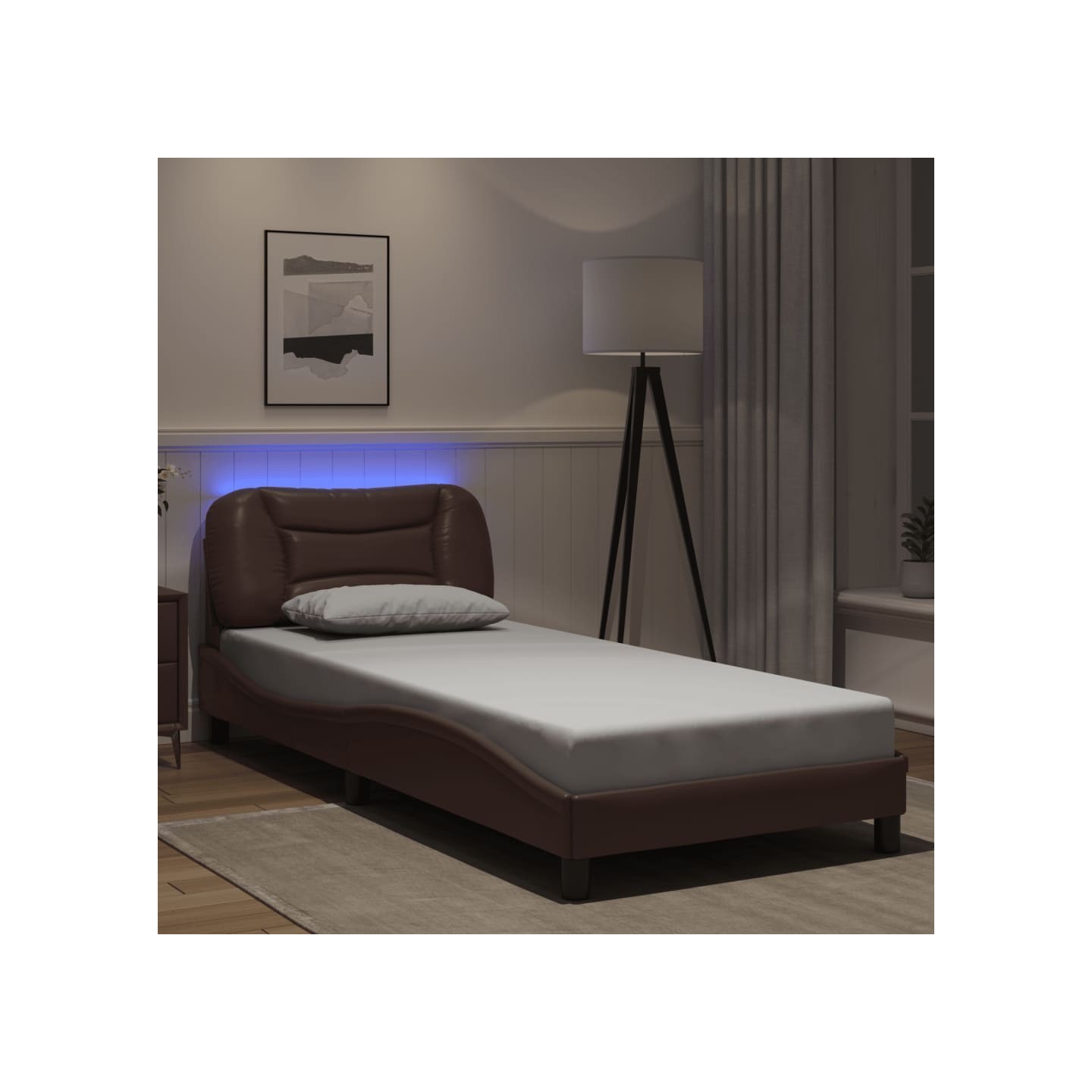 Cadre de lit avec LED sans matelas Hvar marron 80x200 cm