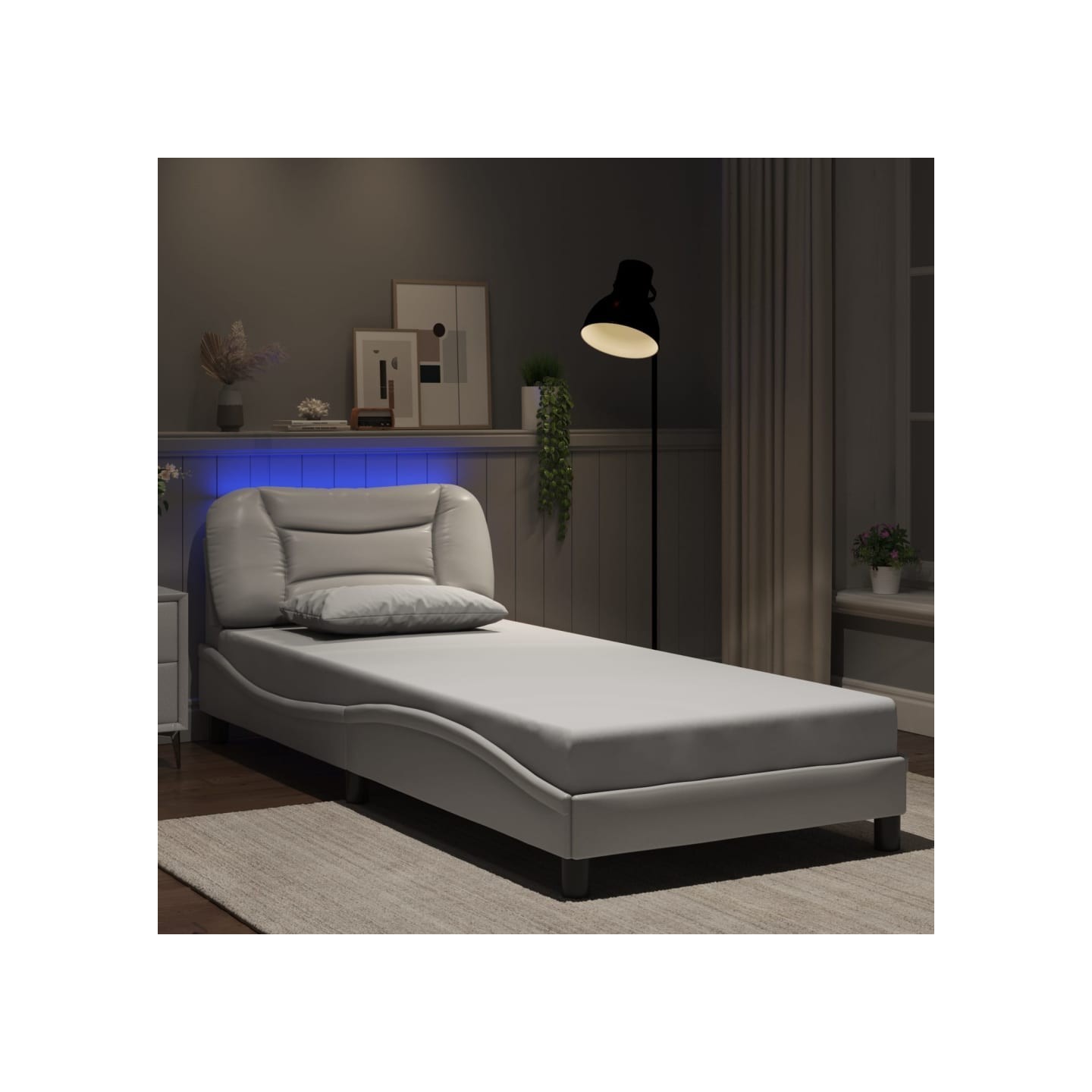 Cadre de lit avec LED sans matelas Hvar blanc 90x190 cm