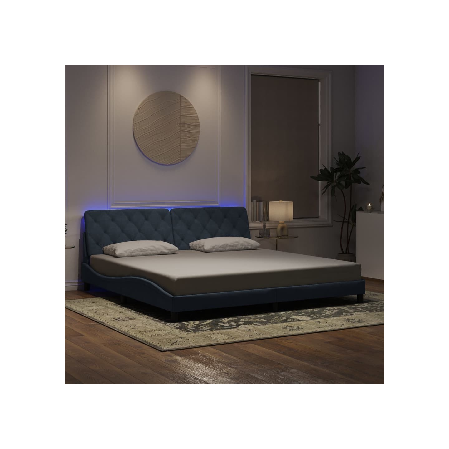 Cadre de lit avec LED sans matelas gris foncé 200x200 cm velours