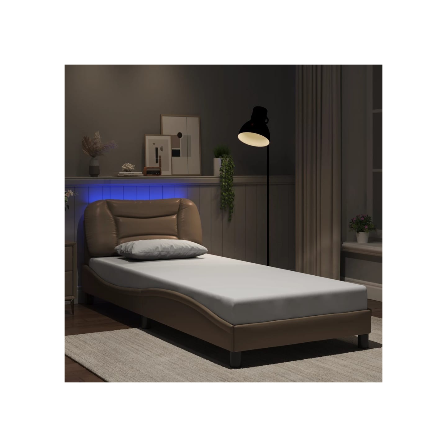 Cadre de lit avec LED sans matelas Hvar cappuccino 80x200 cm