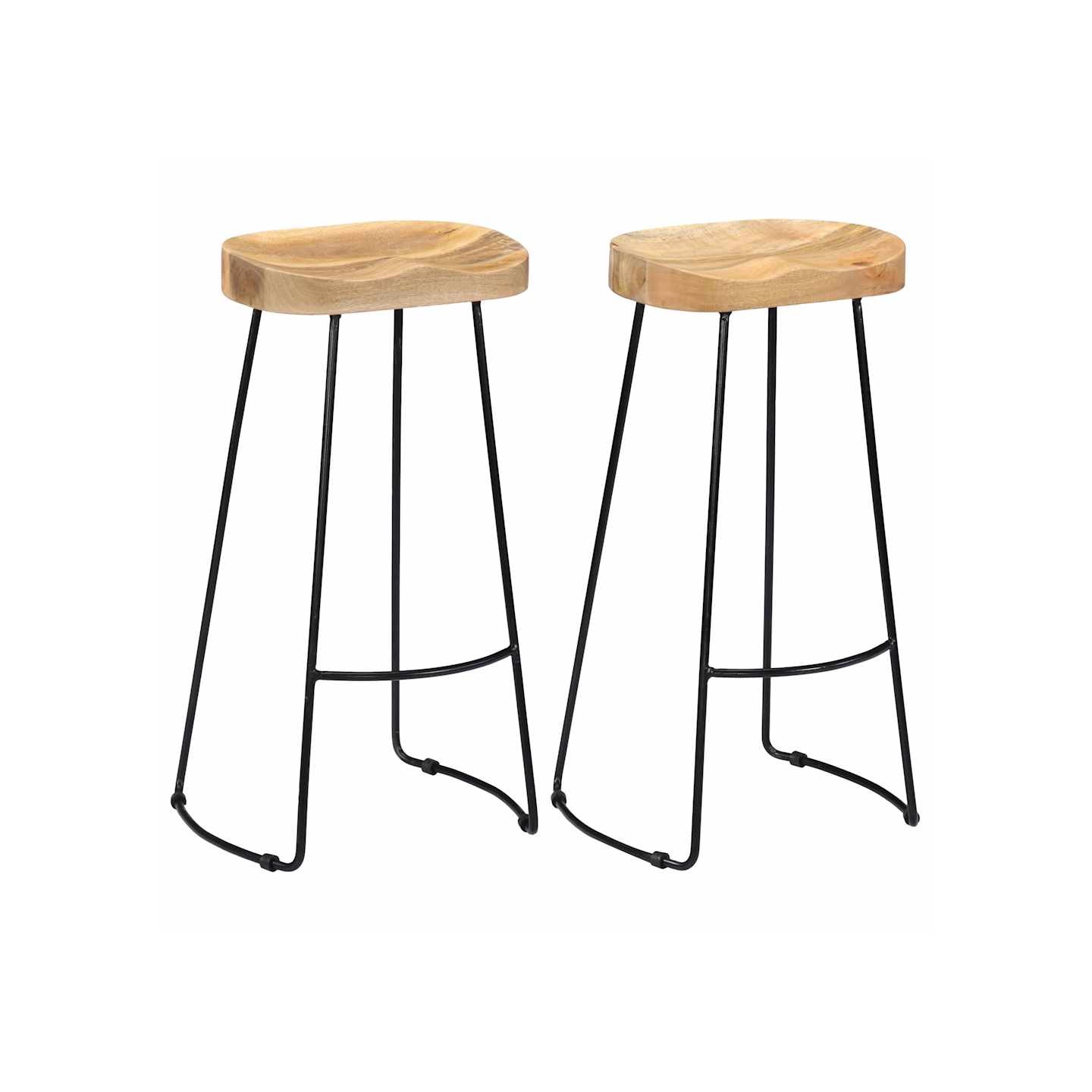 Tabourets de bar Gavin lot de 2 bois de manguier massif