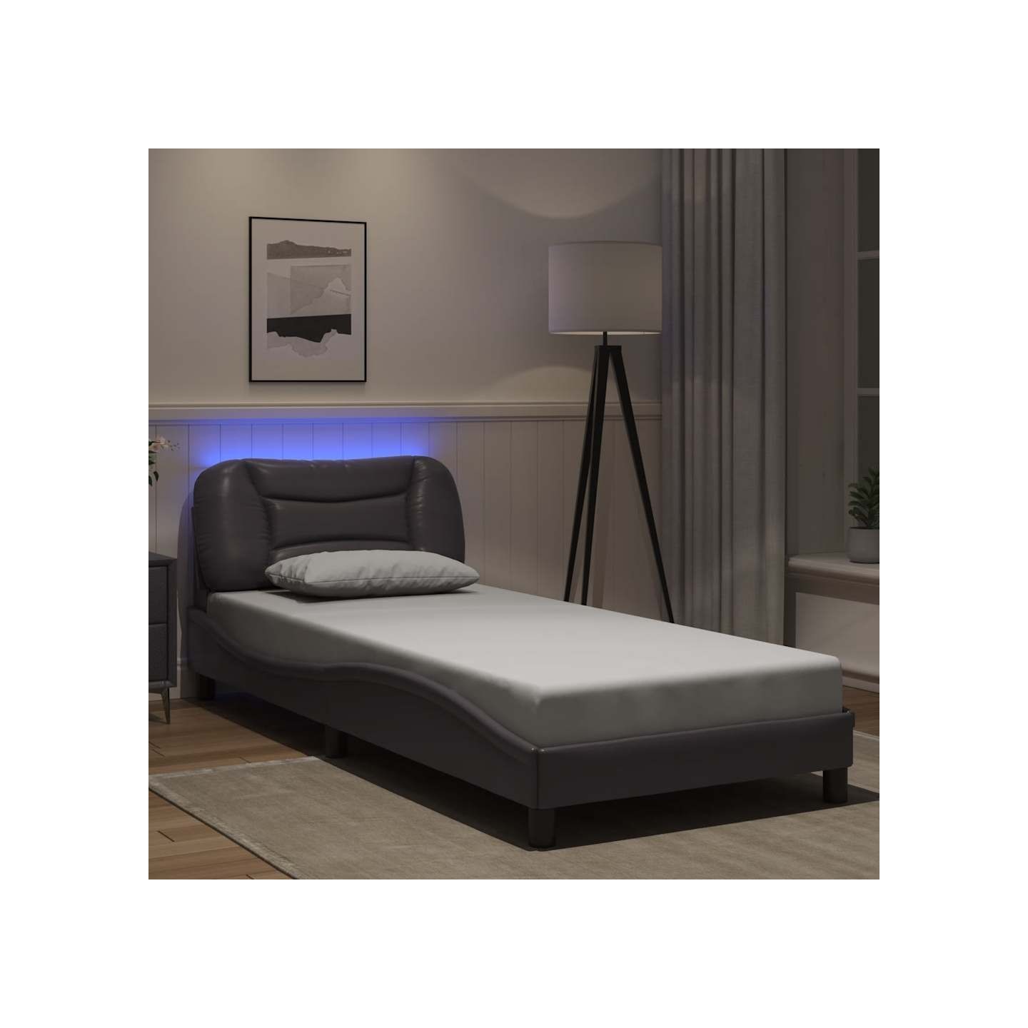 Cadre de lit avec LED sans matelas Hvar gris 90x190 cm