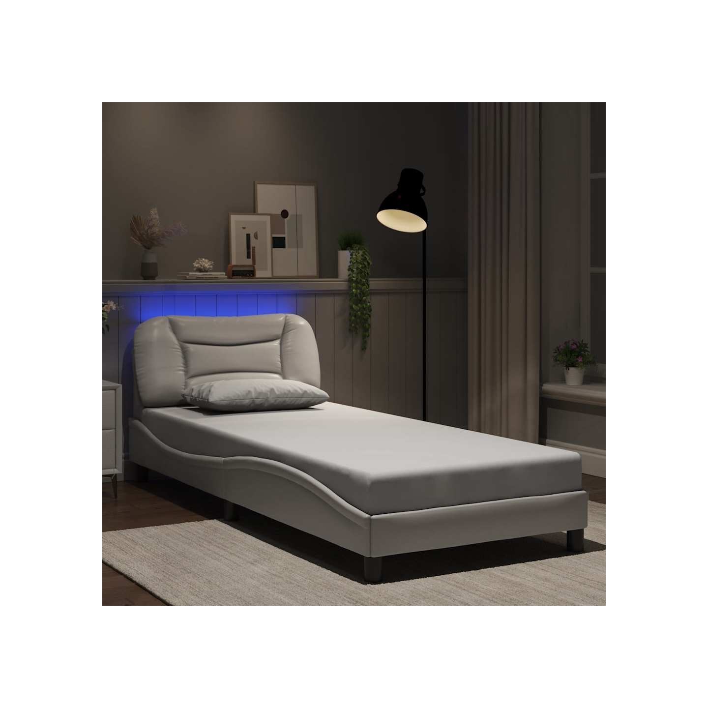 Cadre de lit avec LED sans matelas Hvar blanc 80x200 cm